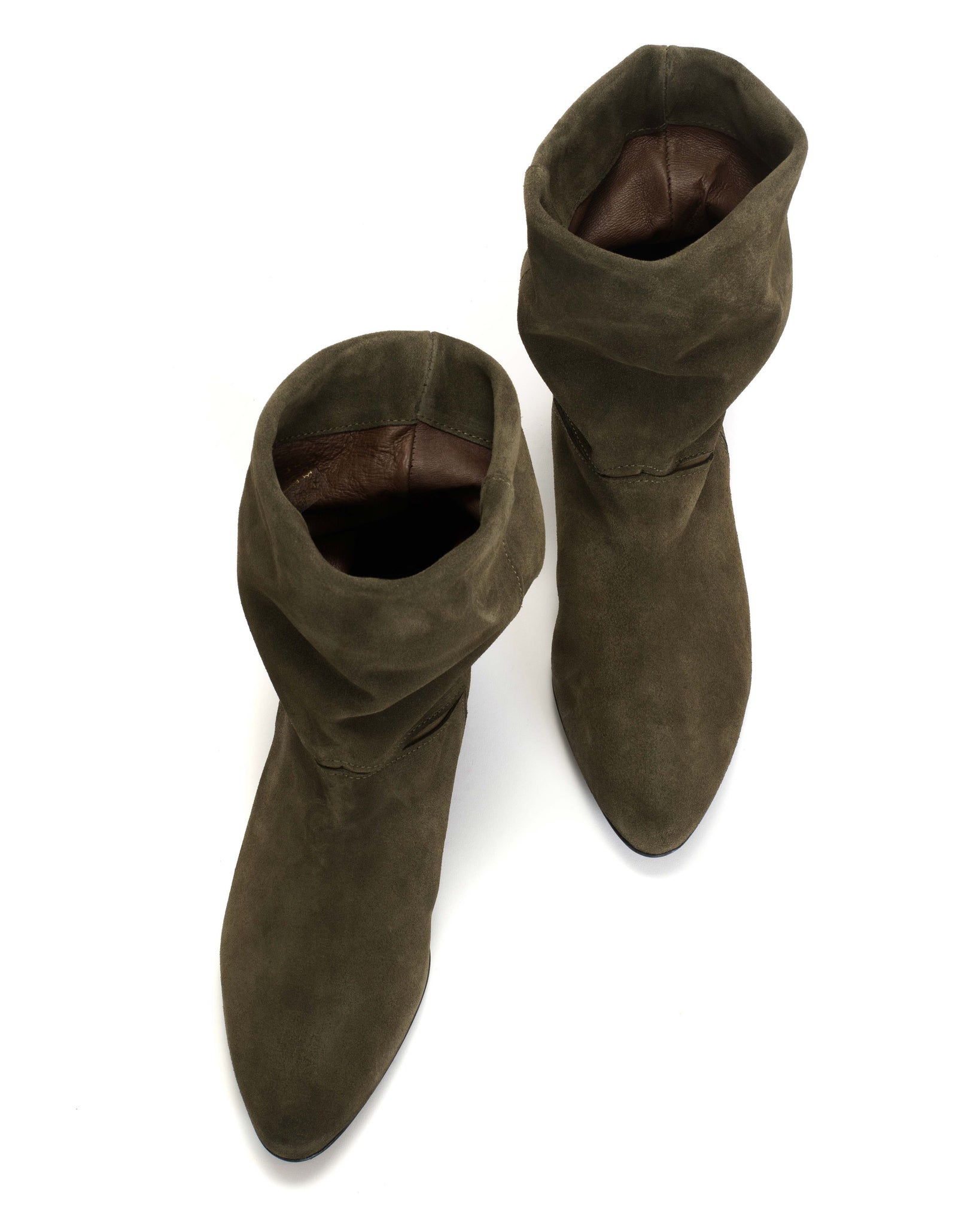 Jassi 20 Calf suede & sleek leather Moss green & olive green - Anonymous Copenhagen