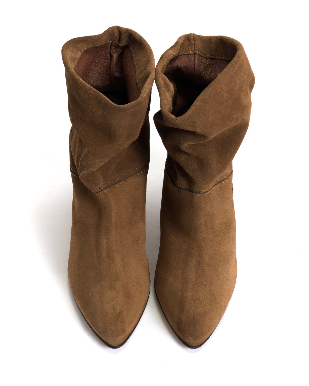 Jassi 50 stiletto Calf suede & sleek leather Cinnamon & dark taupe