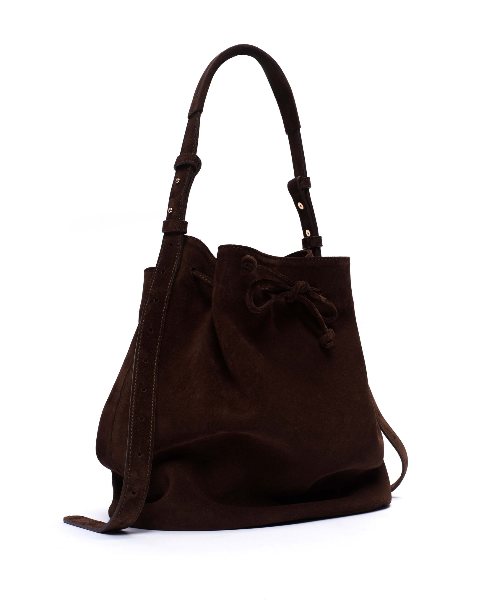 Kacey grand bucket bag Calf suede Chocolate - Anonymous Copenhagen