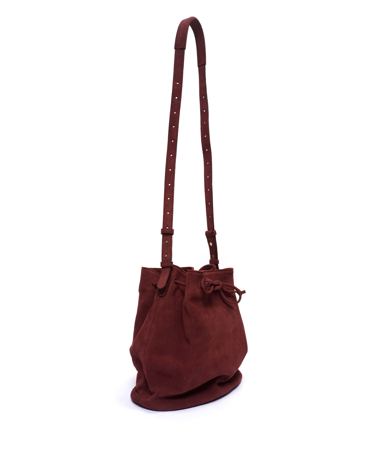 Kacey grand bucket bag Calf suede Pomegranate