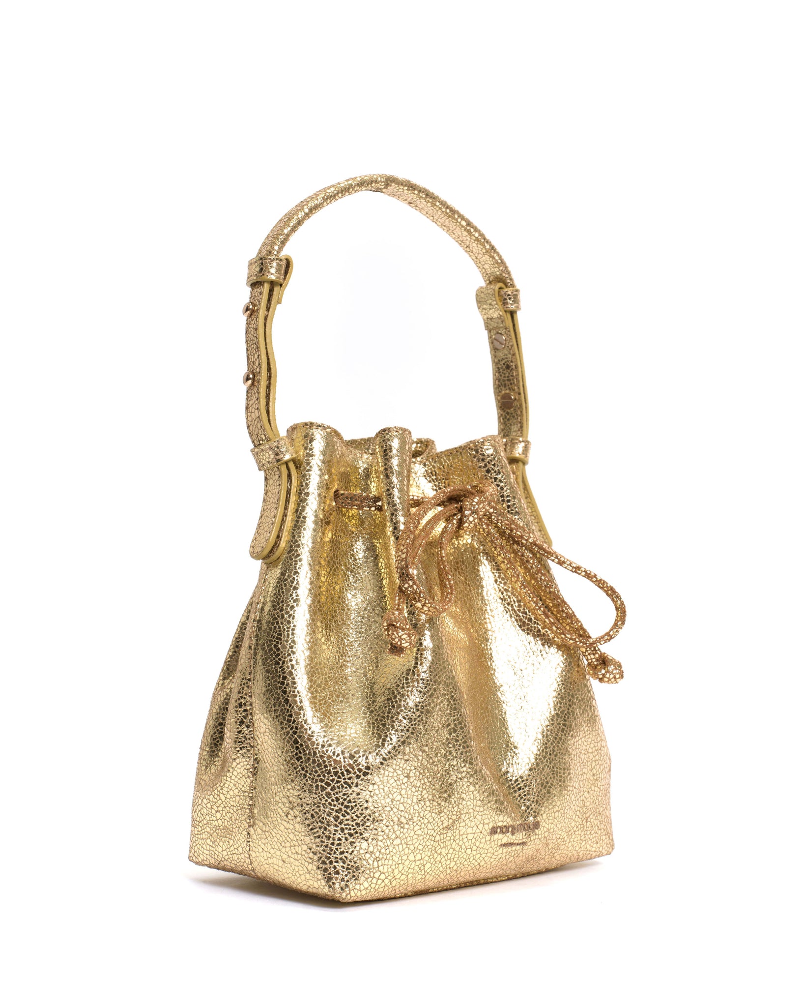 Kacey petite bucket bag Crackled metallic goat Gold - Anonymous Copenhagen