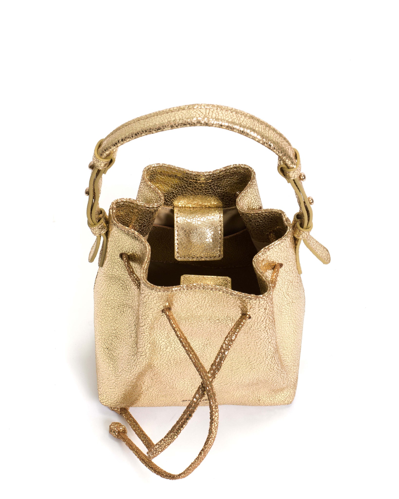 Kacey petite bucket bag Crackled metallic goat Gold - Anonymous Copenhagen