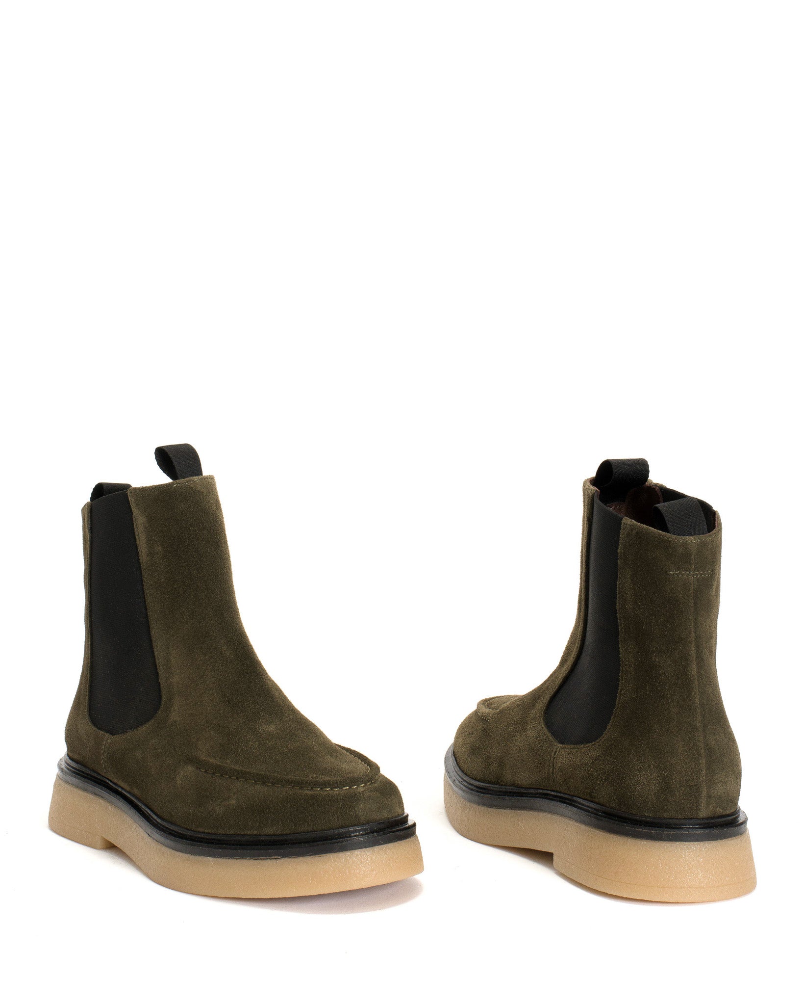 Kikie Calf suede Moss green & Natural - Anonymous Copenhagen