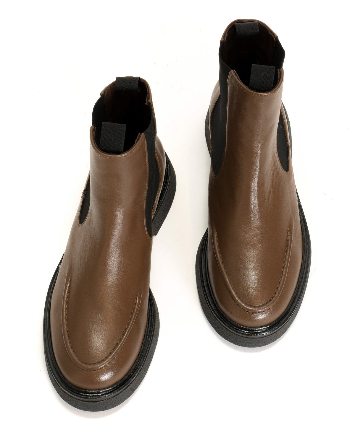Kikie flat platform Soft calf & sole Dark taupe & black