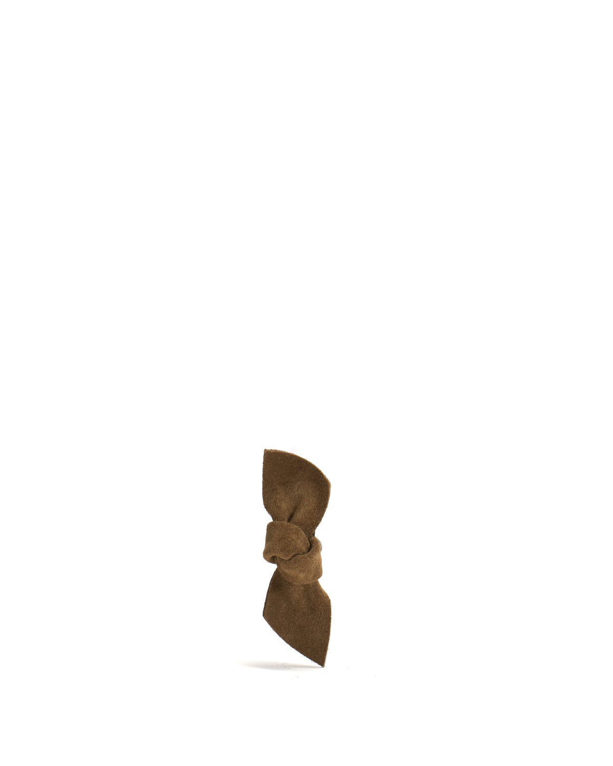 Nabie hair clip petite bow Calf suede Cinnamon