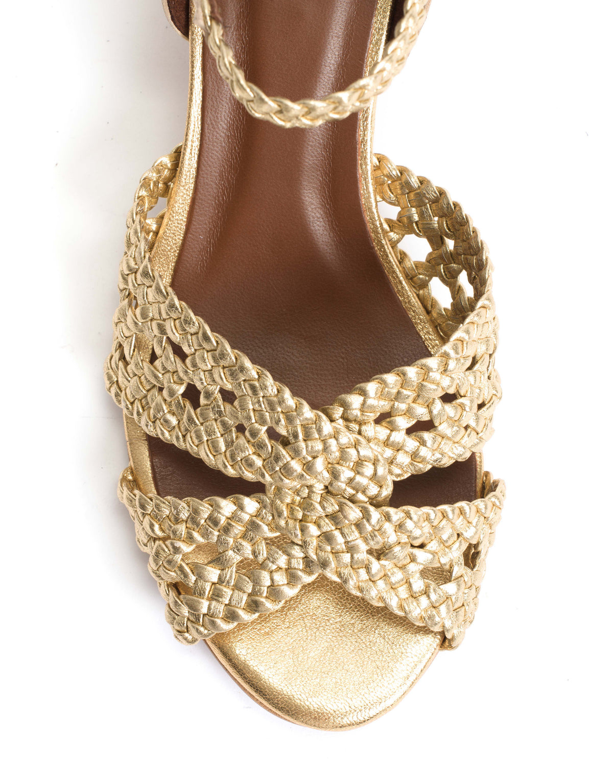 Olina 50 stiletto Hand-braided leather Gold