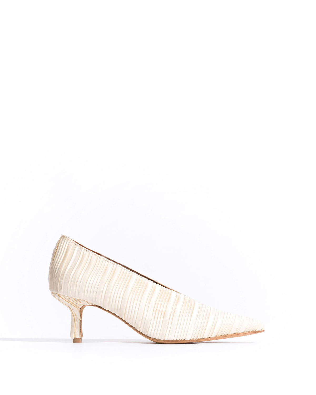 Phia 55 pin Pleated satin Creamy white