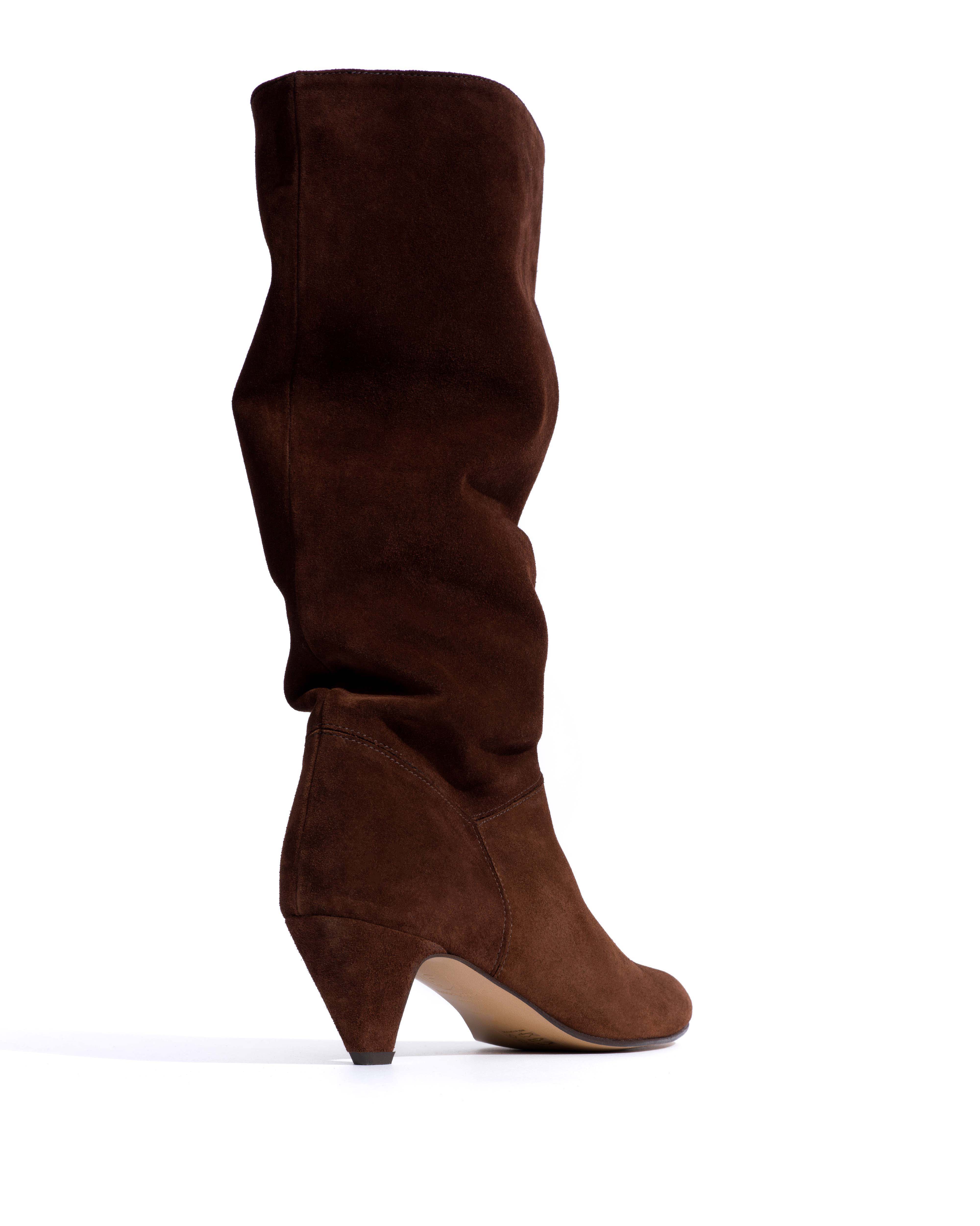 Jasmina 50 stiletto Calf suede & sleek leather Chocolate