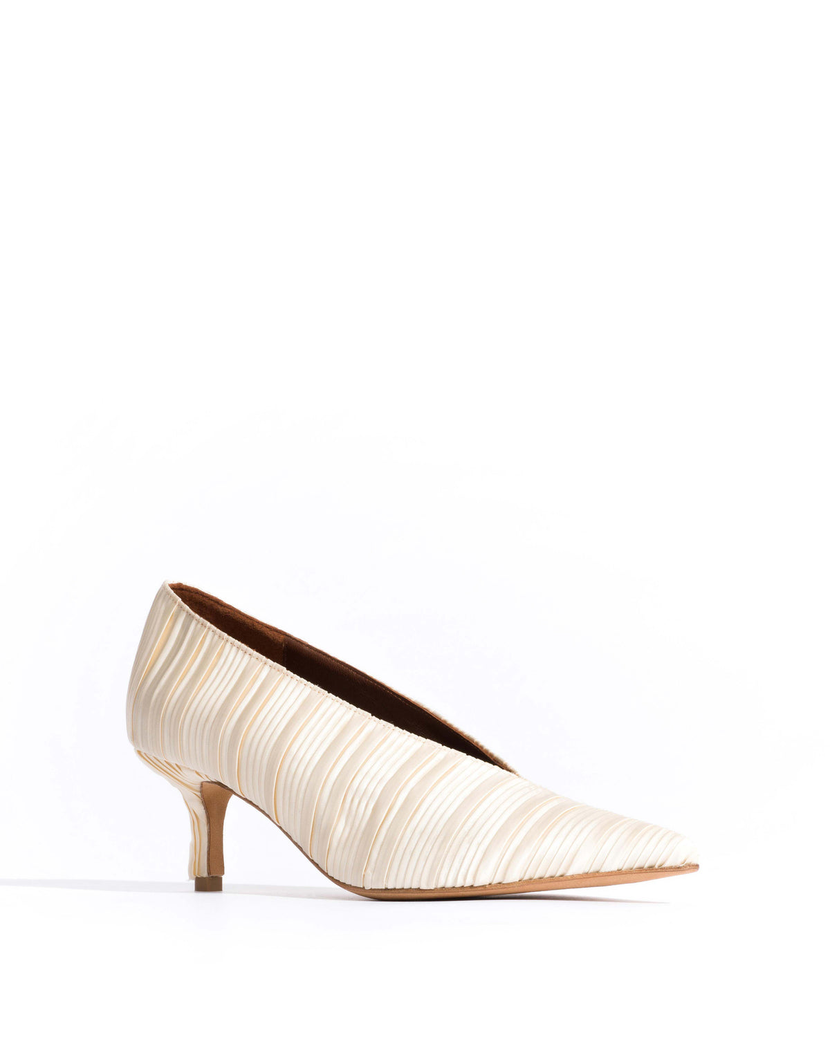 Phia 55 pin Pleated satin Creamy white