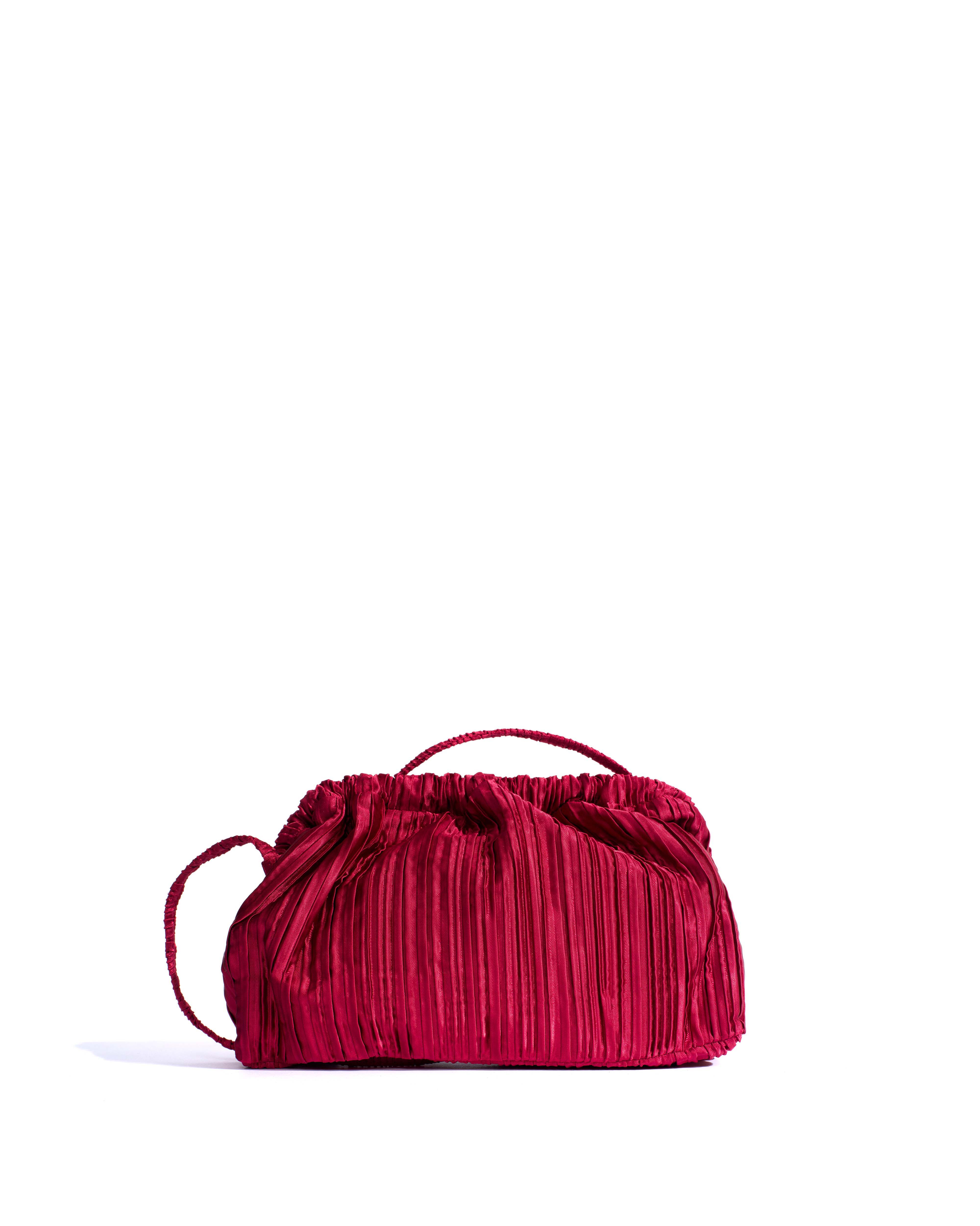 Hally grand cloud bag Pleated satin Pomegranate