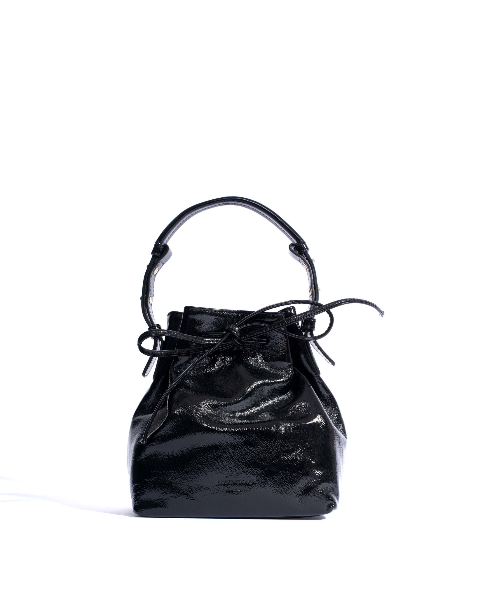 Kacey petite bucket bag Crinkled polished goat Black