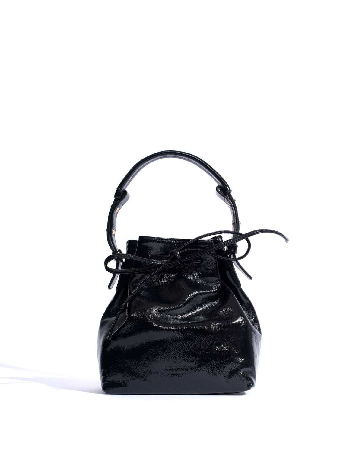 Kacey petite bucket bag Crinkled polished goat Black