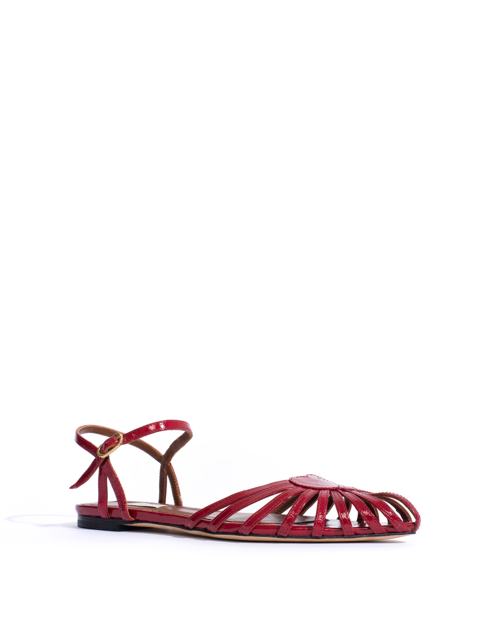 Keesha 10 Crinkled polished goat Ruby red - Anonymous Copenhagen Flat sandals