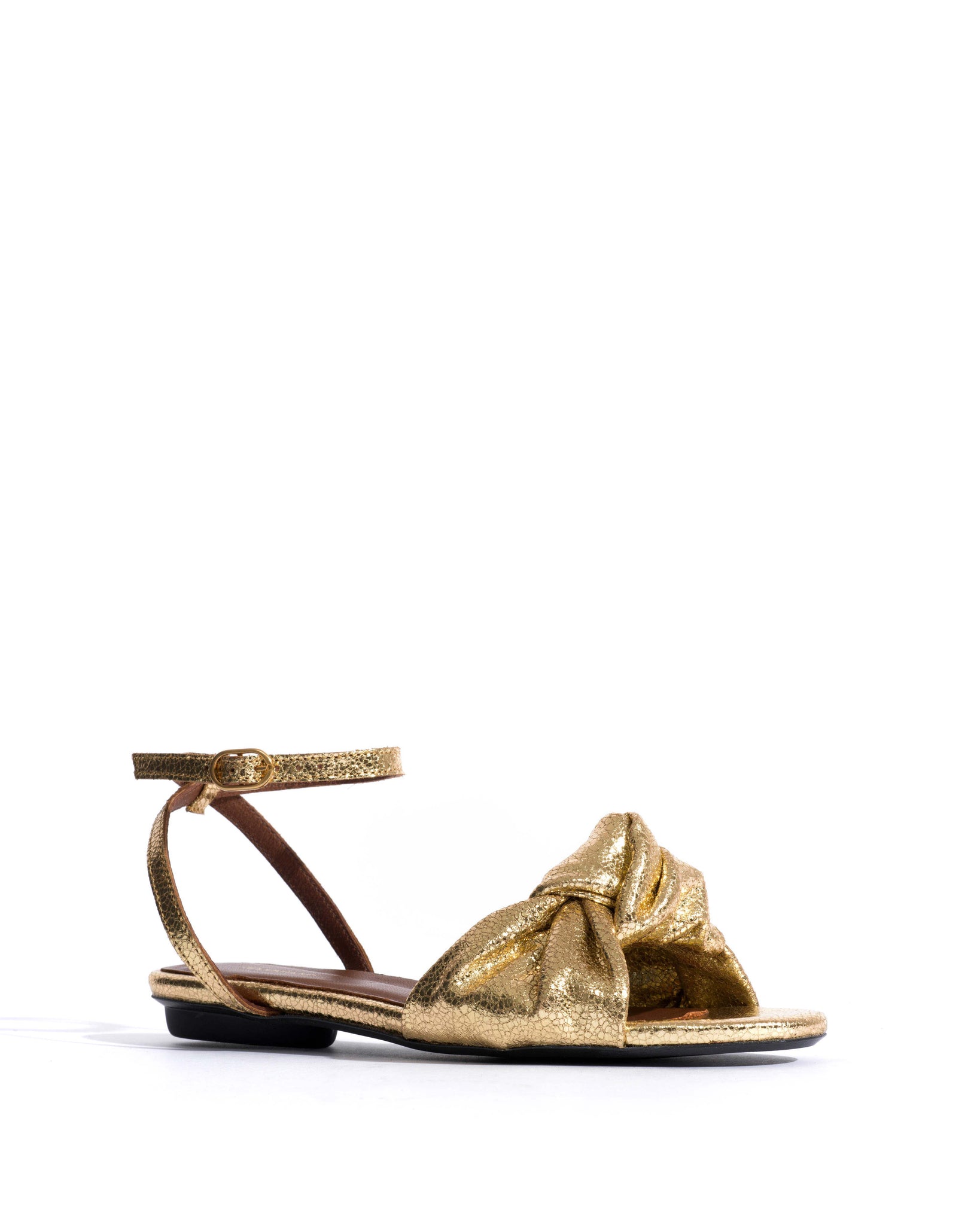 Aliza 10 Crackled metallic goat Gold - Anonymous Copenhagen Flat sandals