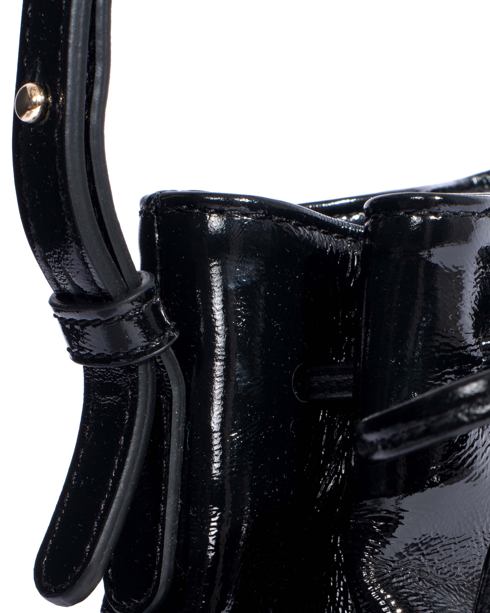 Kacey petite bucket bag Crinkled polished goat Black