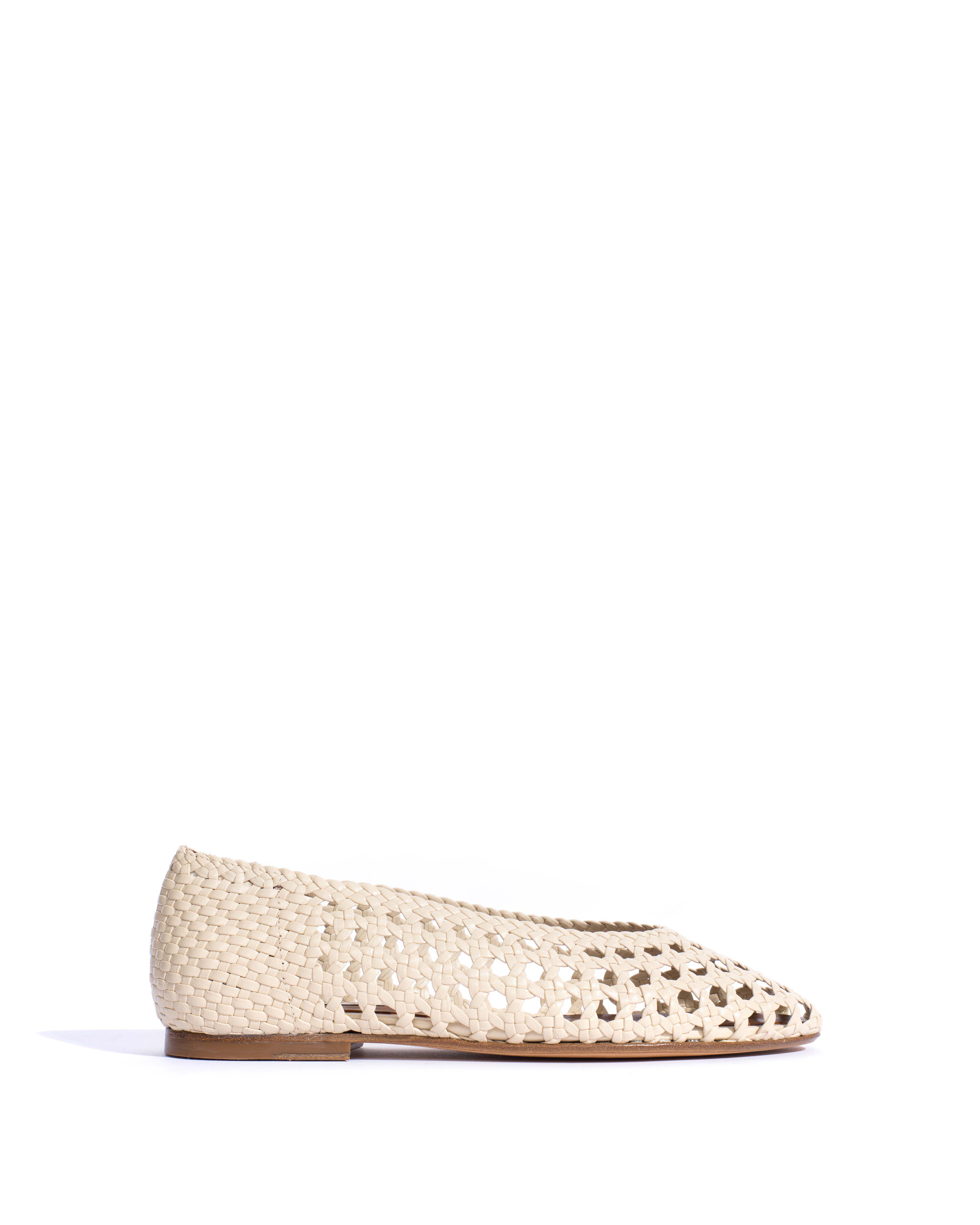 Sessi 10 Hand-braided leather White sand
