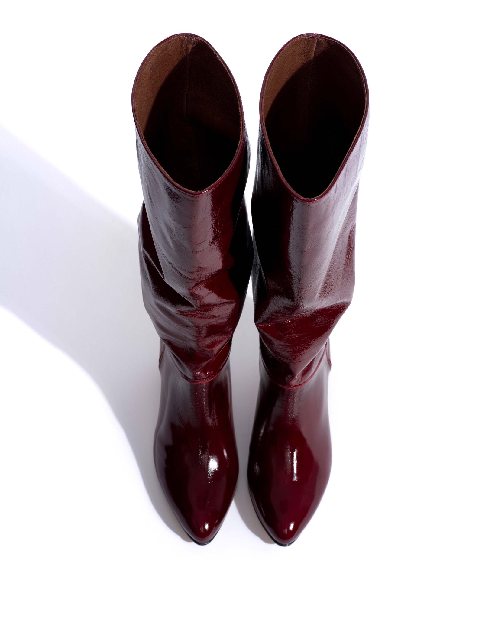 Jasmina 50 stiletto Crinkled polished goat & suede leather Pomegranate