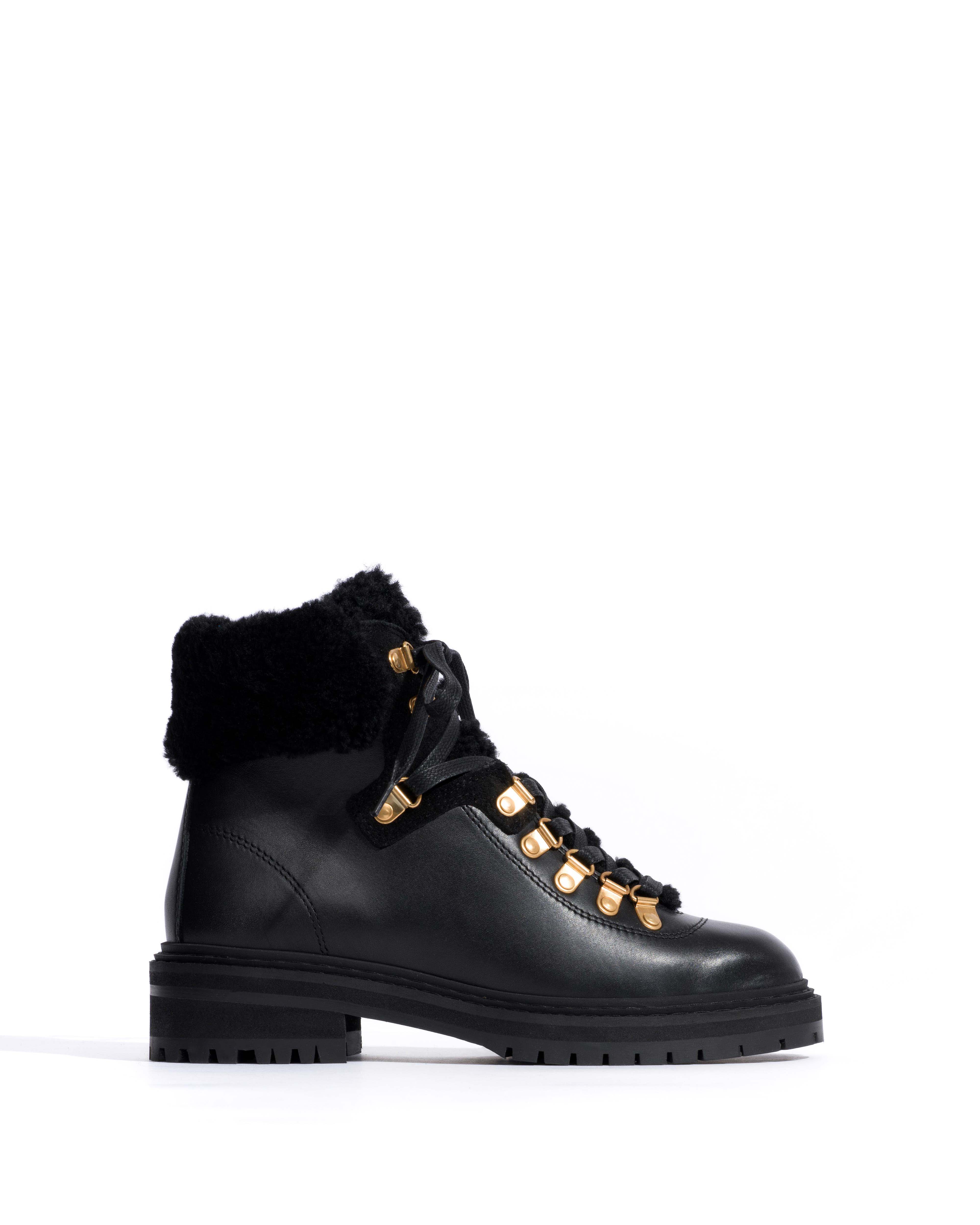 Beari lamb shearling Soft calf & suede leather Black