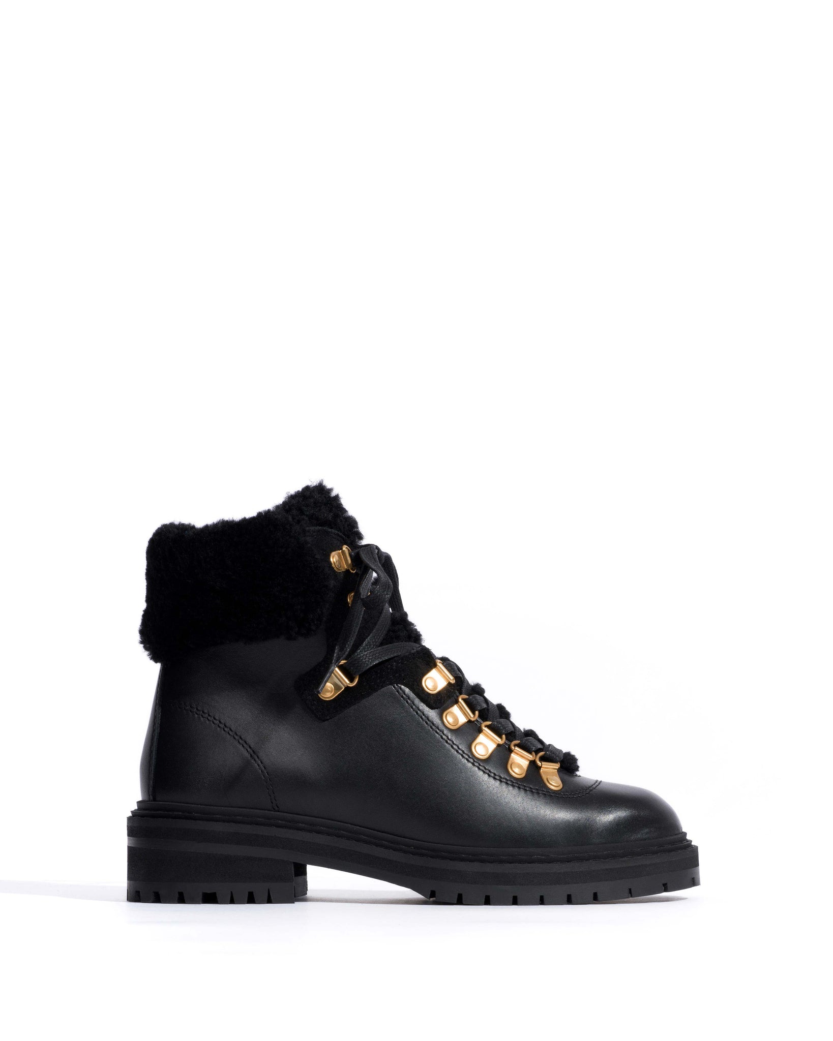 Beari lamb shearling Soft calf & suede leather Black