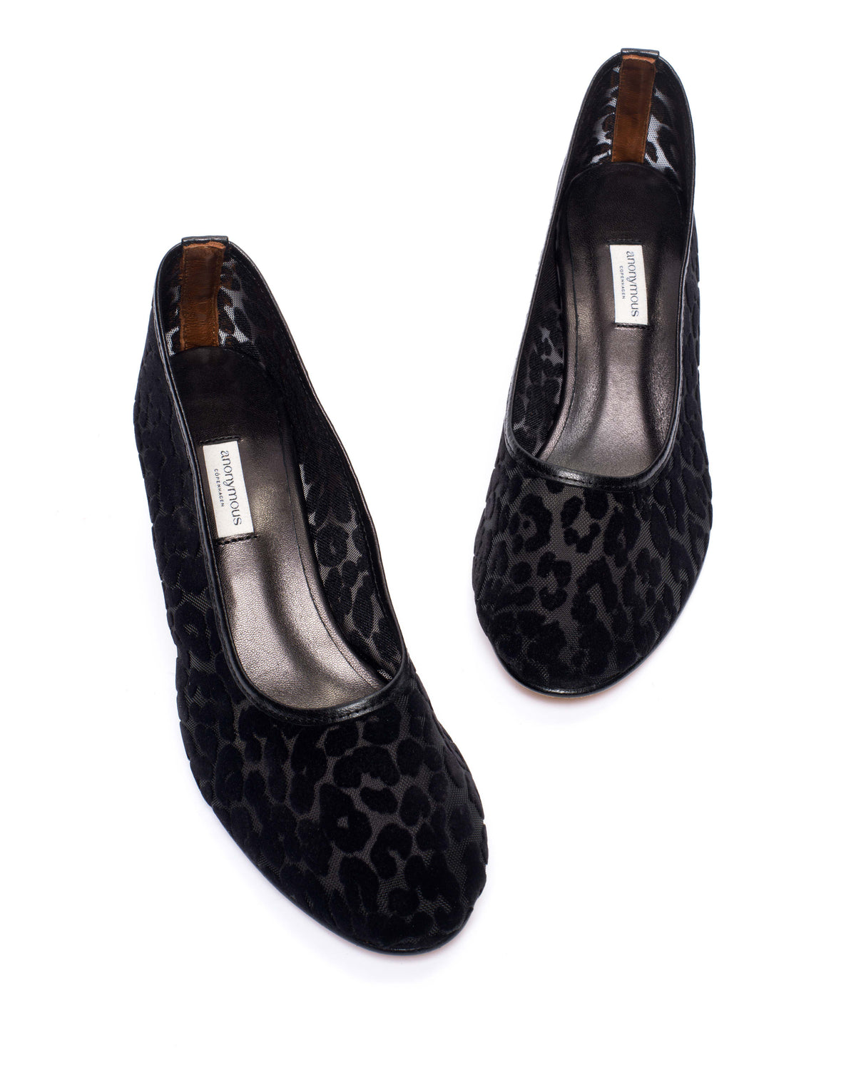 Sacha 40 mesh Shiny lamb & mesh velvet leopard Black