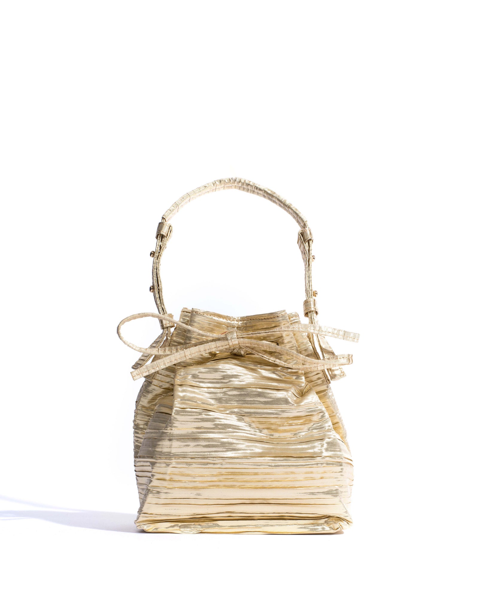 Kacey petite bucket bag Pleated satin Gold - Anonymous Copenhagen Bags