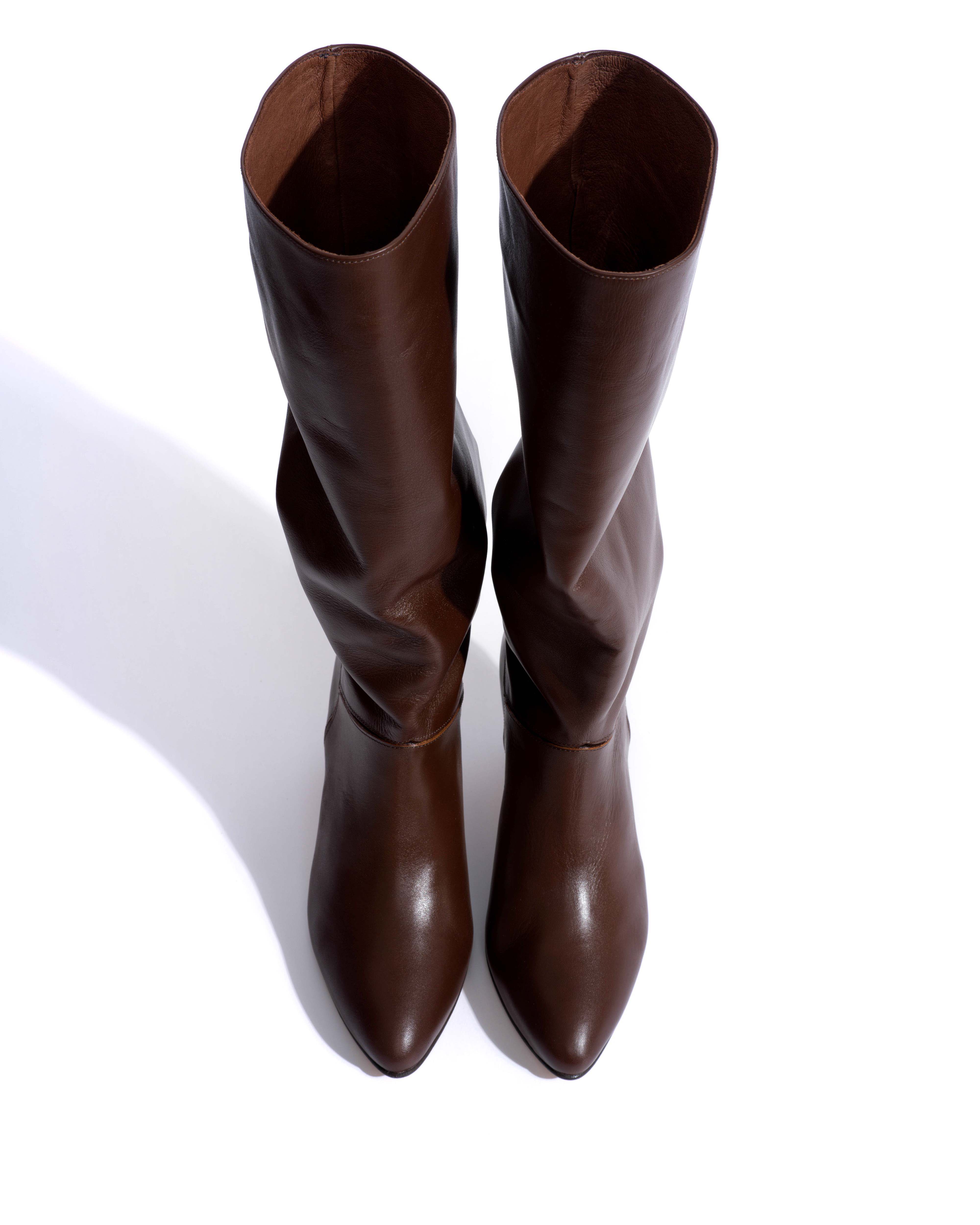 Jasmina 50 stiletto Soft calf & suede leather Chocolate