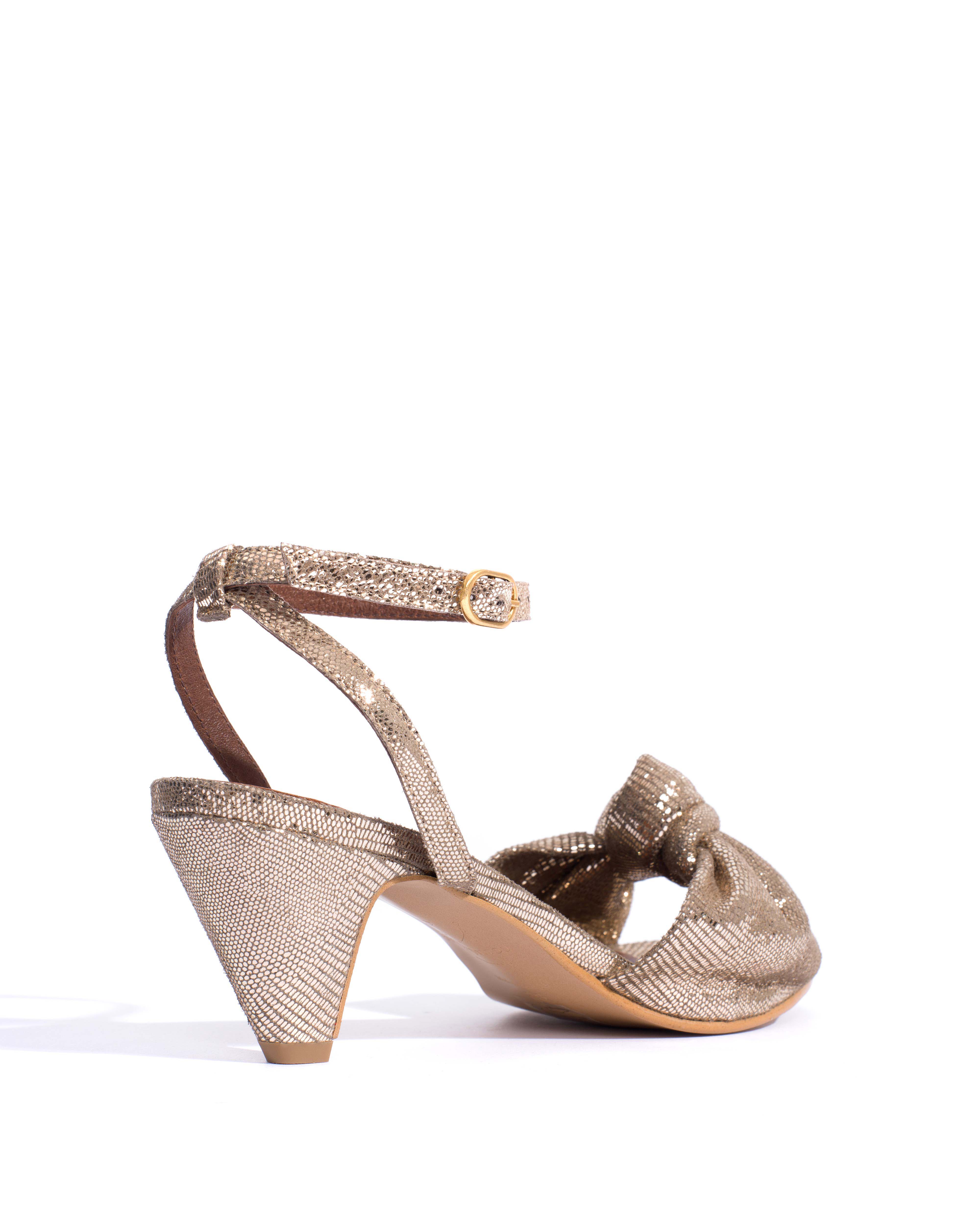 Aliza 50 stiletto Lizard metallic goat Vintage champagne