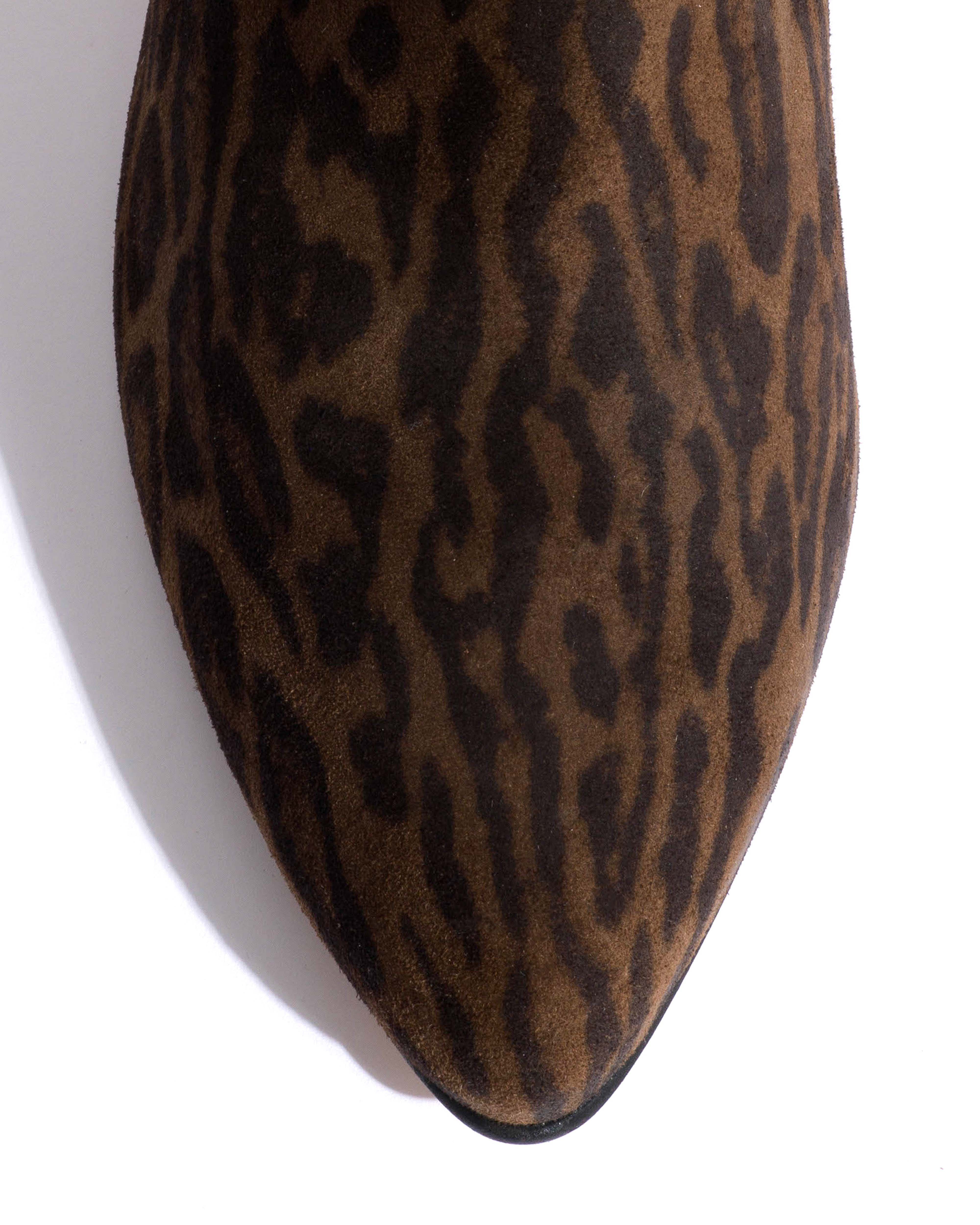 Jasmina 50 stiletto Calf suede print & sleek leather Jaguar & black