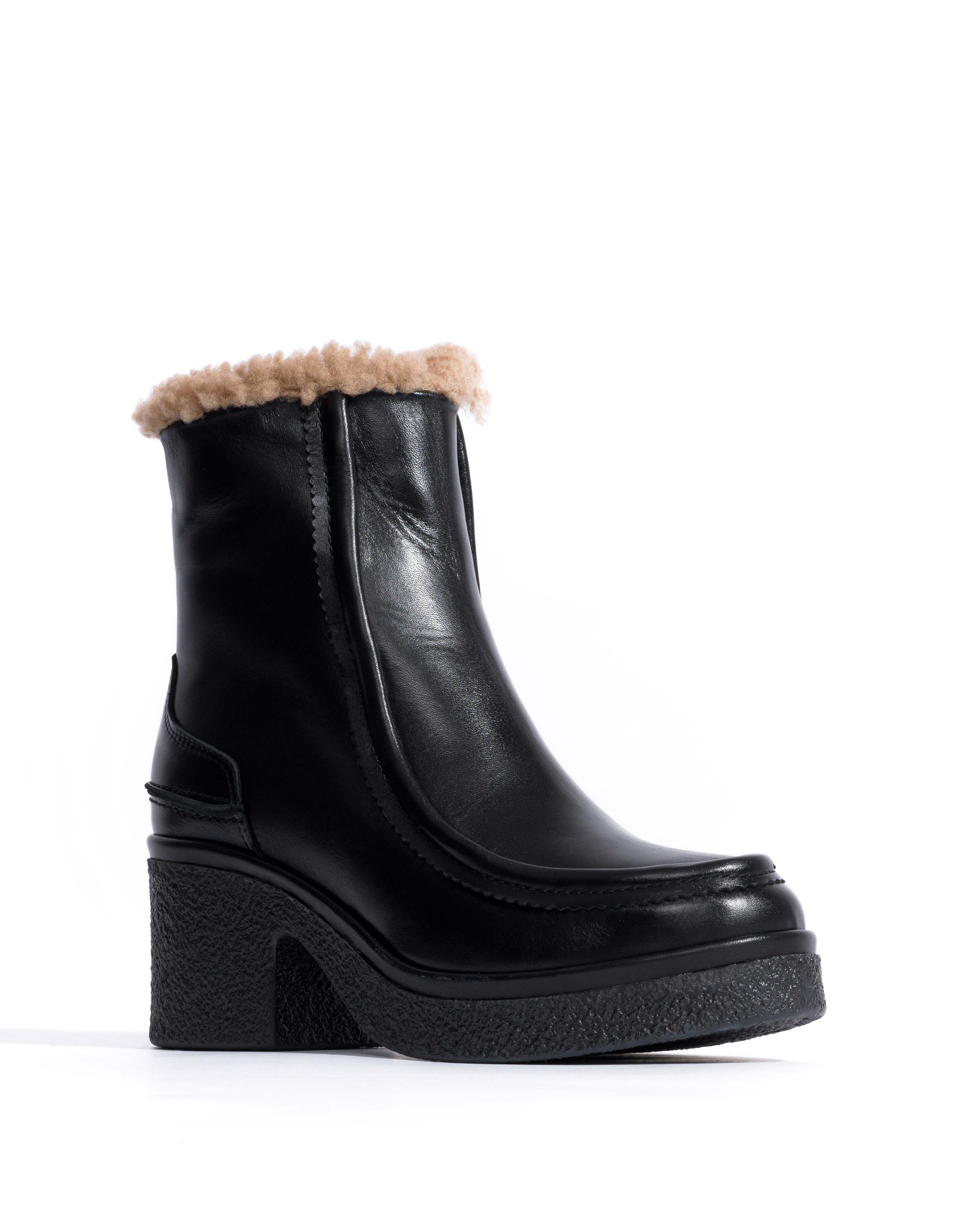 Bambie 65 platform lamb shearling Soft calf & sole Black & black