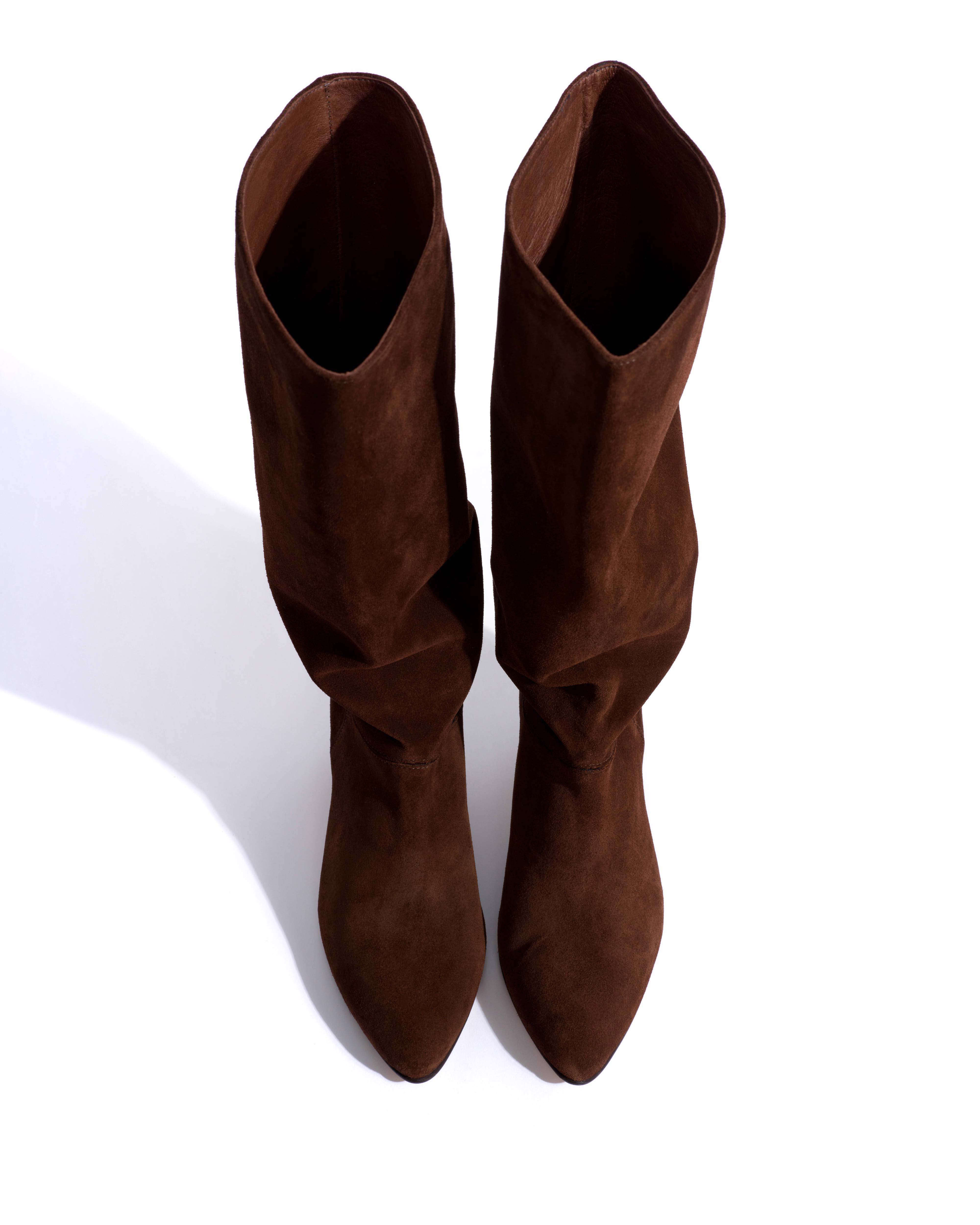 Jasmina 50 stiletto Calf suede & sleek leather Chocolate
