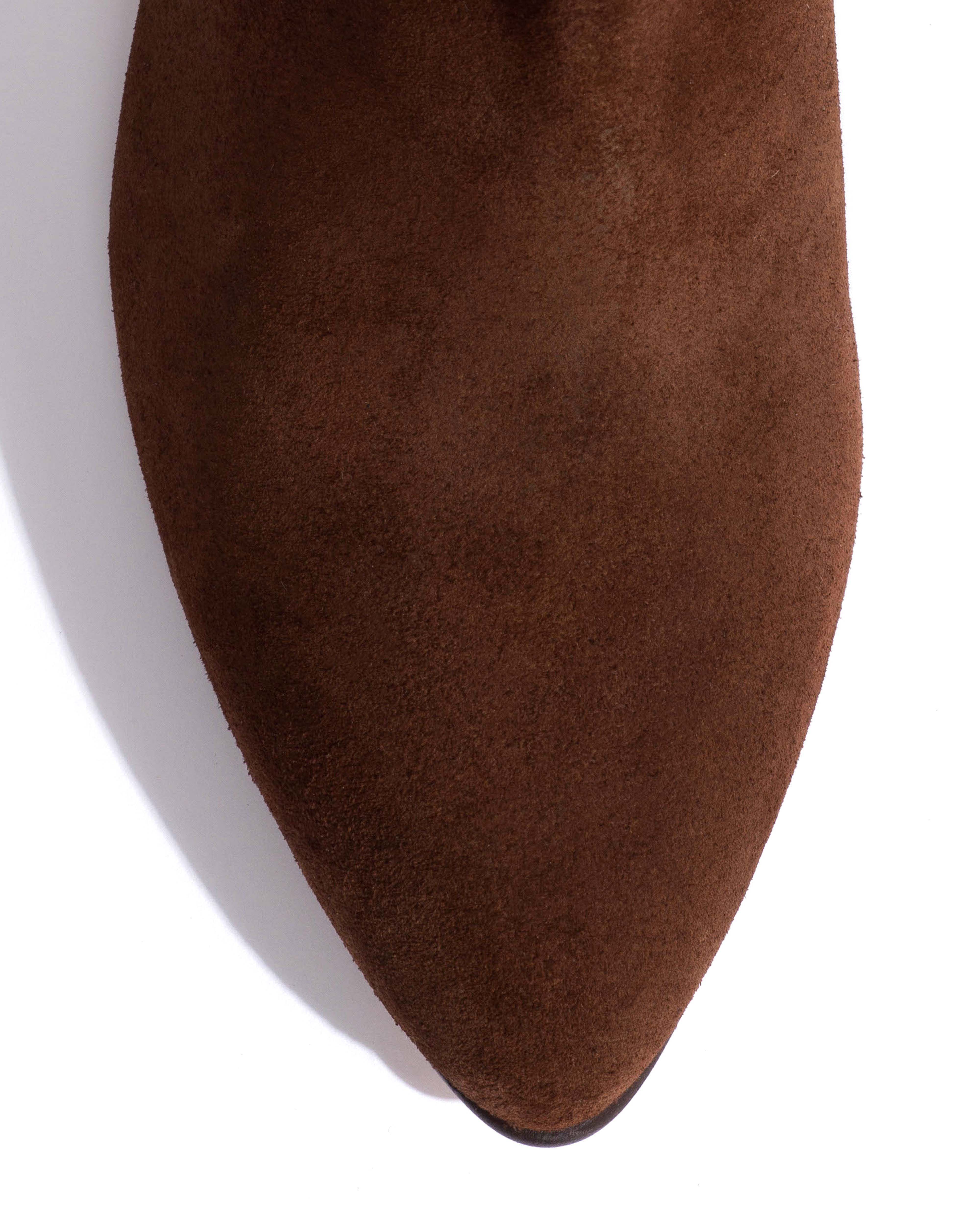 Jasmina 50 stiletto Calf suede & sleek leather Chocolate