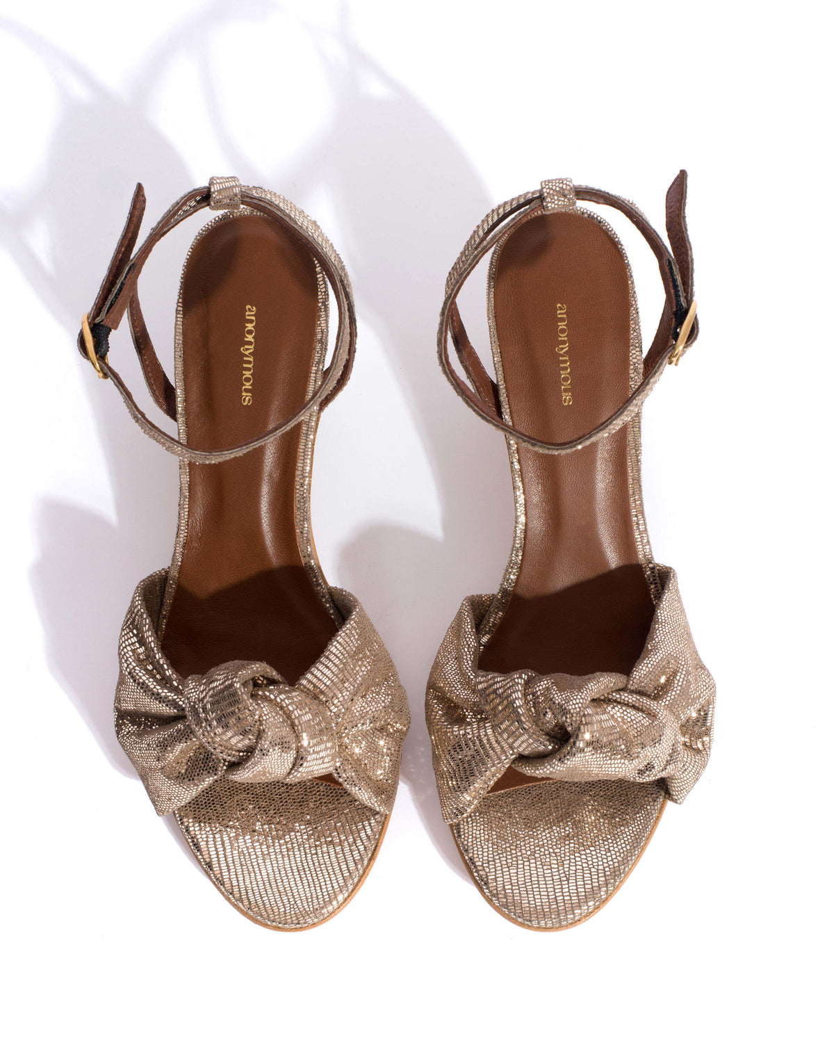Aliza 50 stiletto Lizard metallic goat Vintage champagne