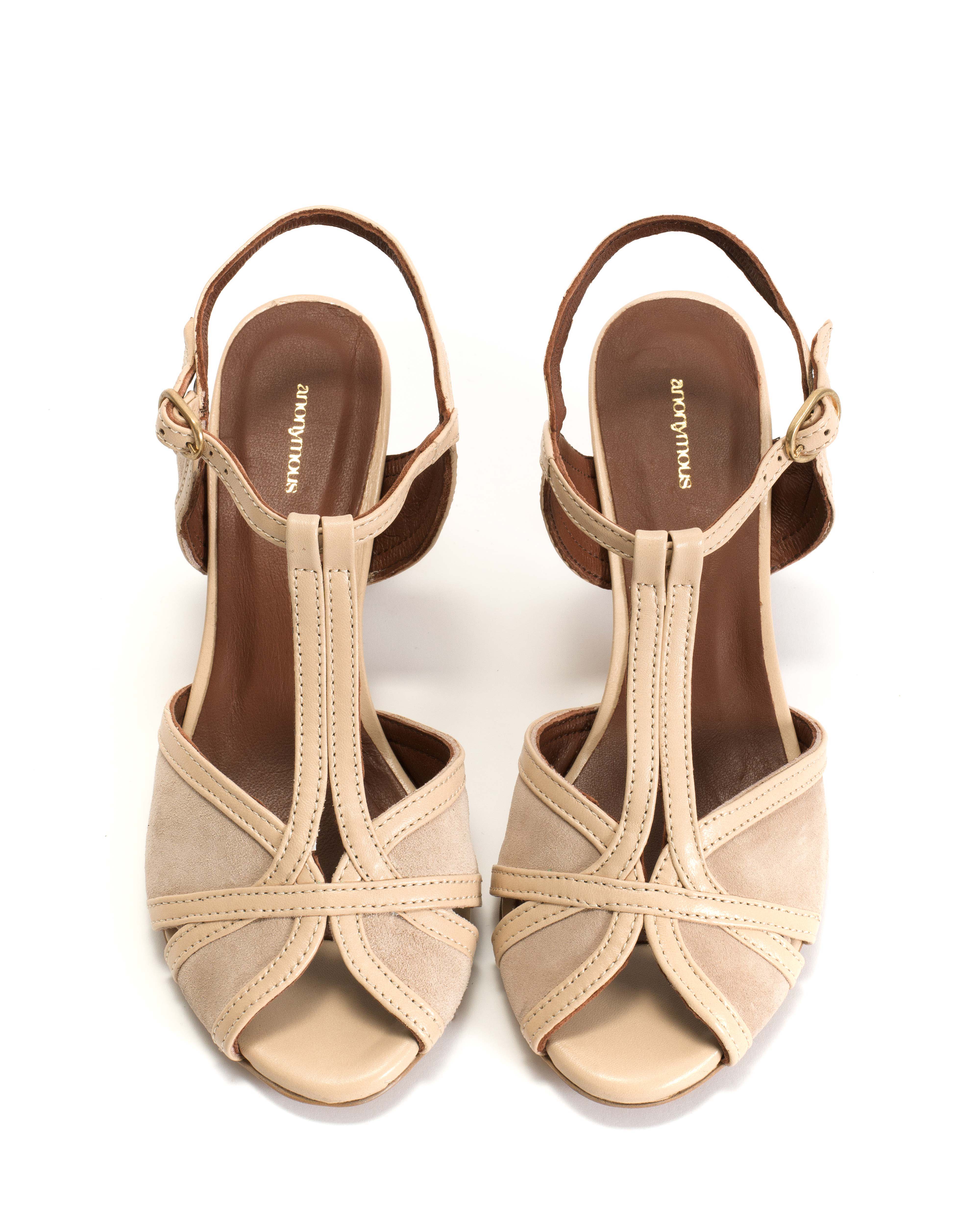 Therese 55 Shiny lamb & suede leather Vanilla cream