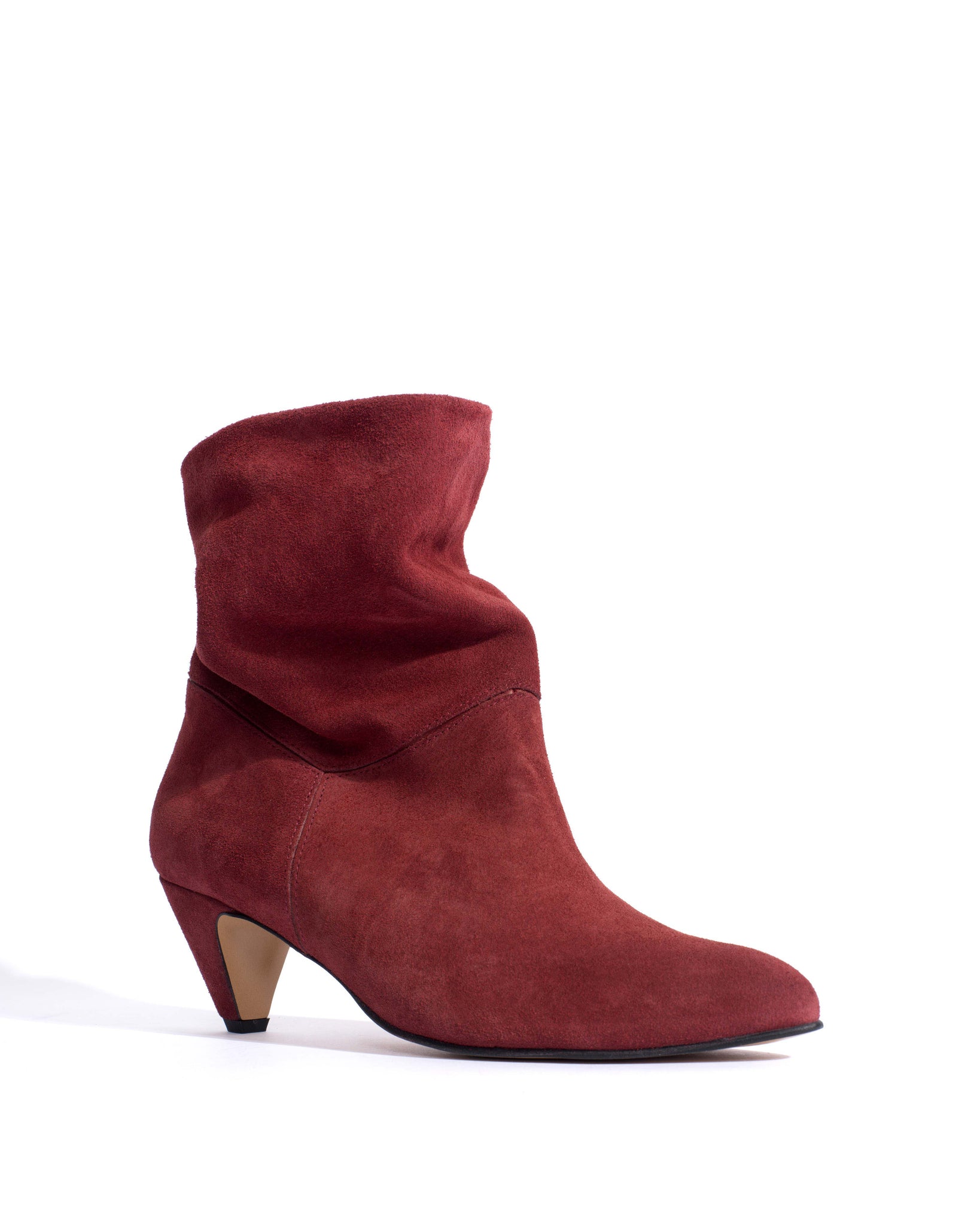 Jassi 50 stiletto Calf suede & sleek leather Pomegranate - Anonymous Copenhagen Shoes