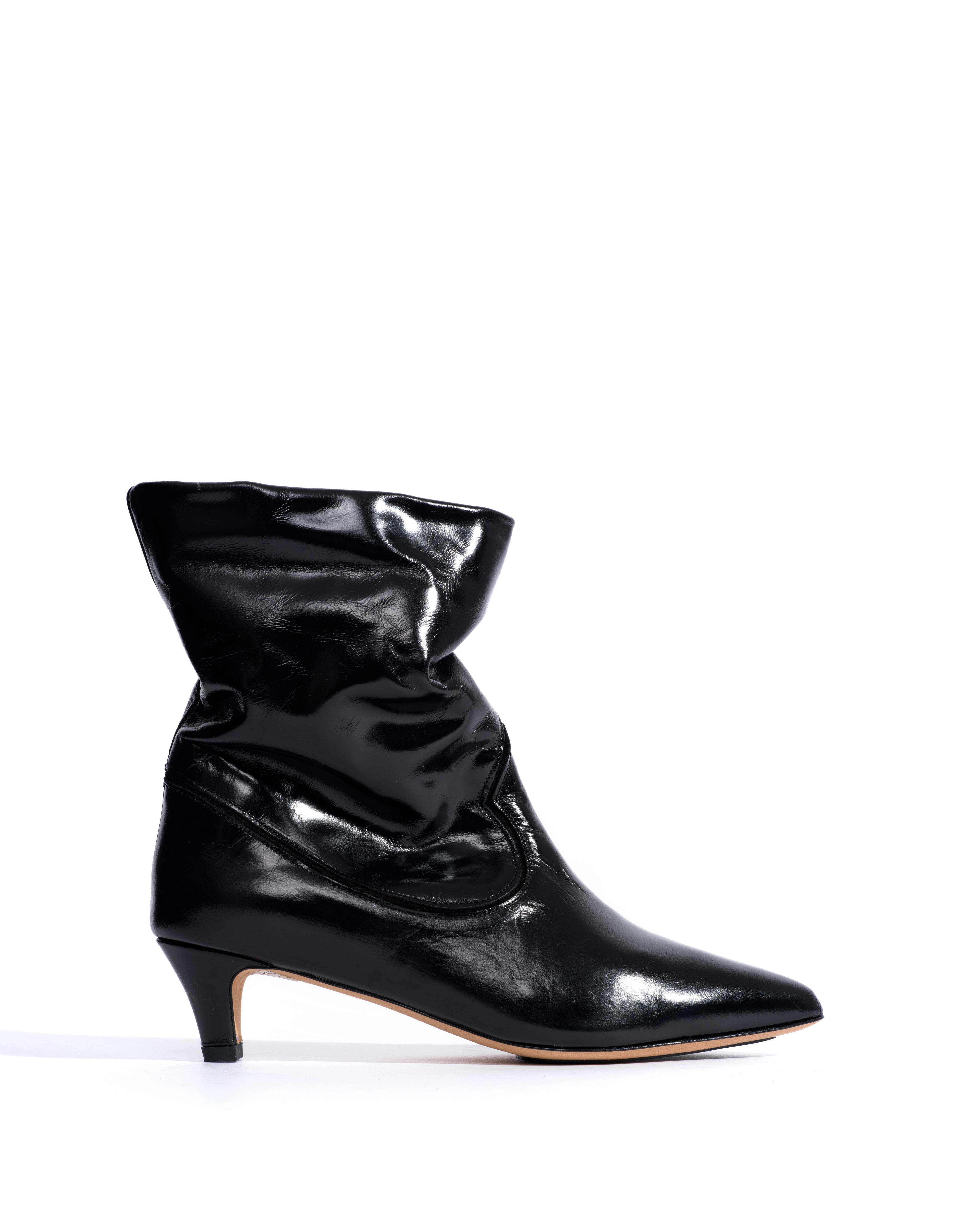 Hicha 40 stiletto Crinkled soft calf & suede leather Black