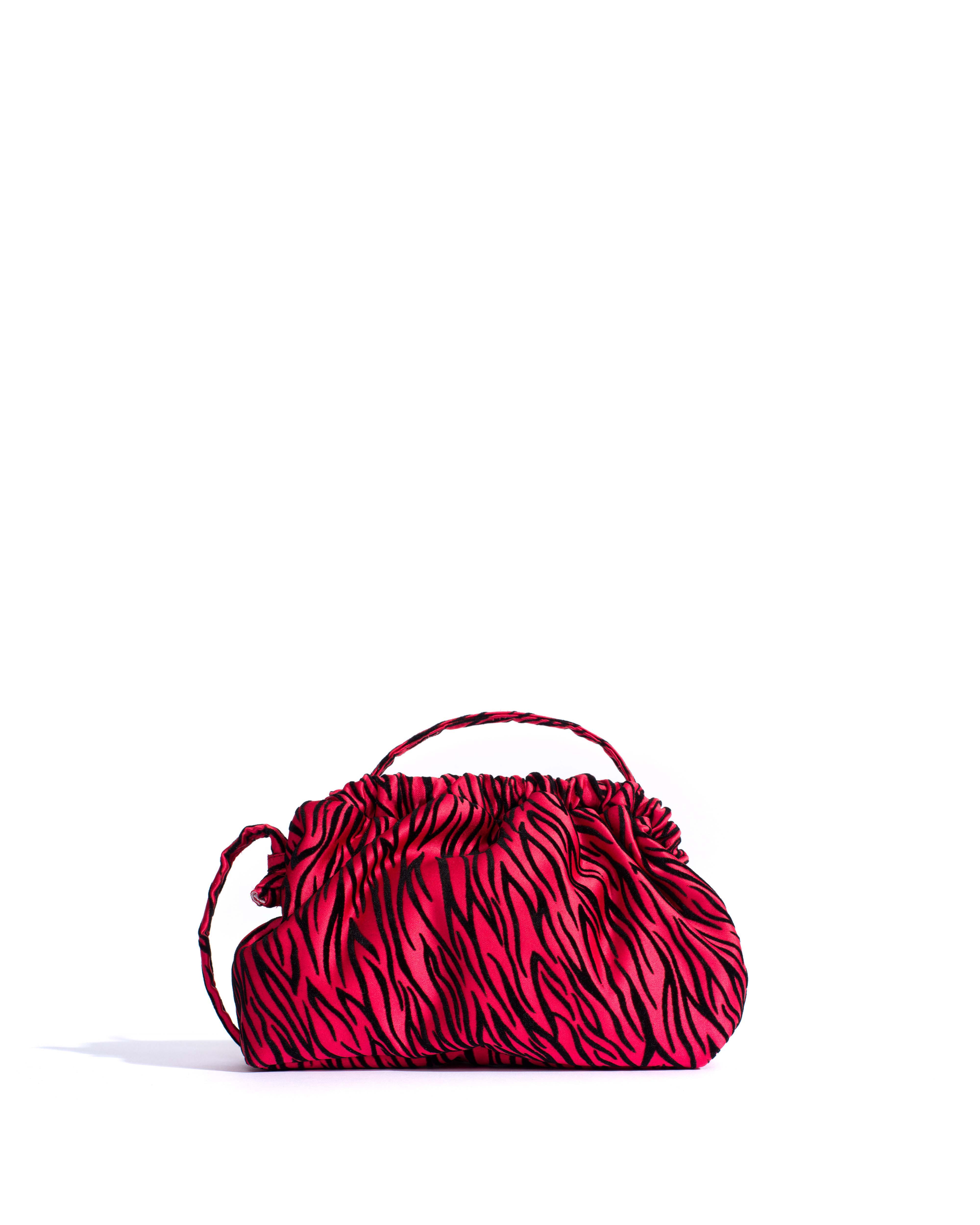 Hally petite cloud bag Satin velvet zebra Rouge red