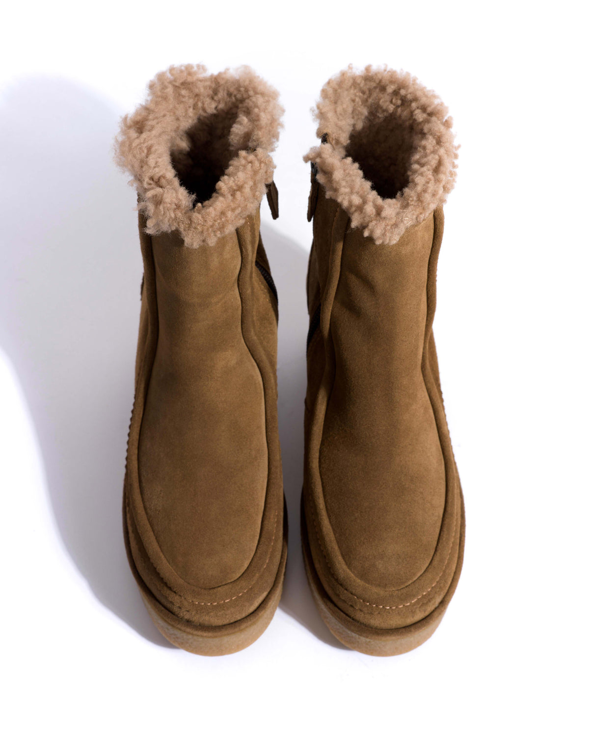 Bambie 65 platform lamb shearling Calf suede & sole Cinnamon & natural