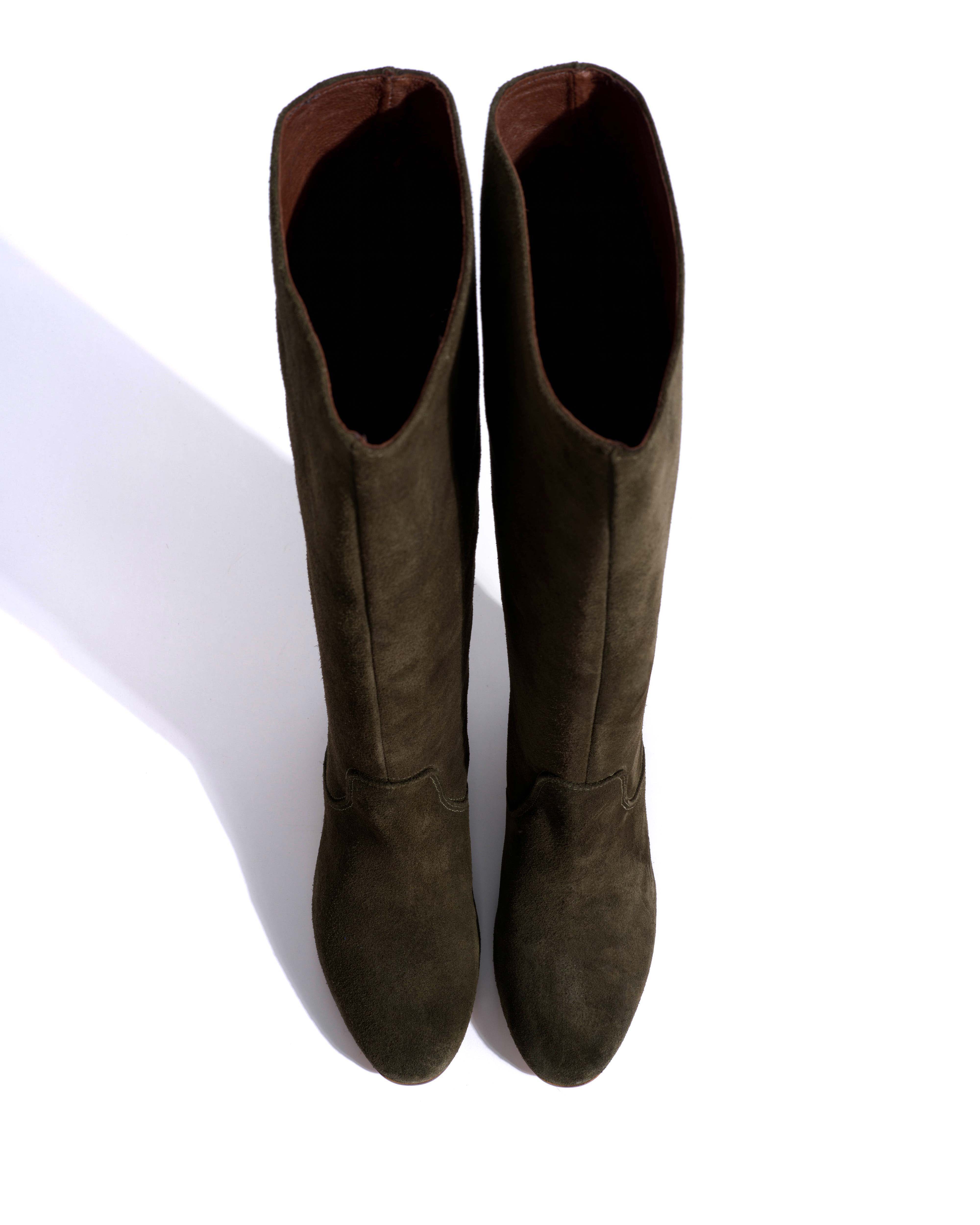 Henriette 60 Calf Suede Moss Green