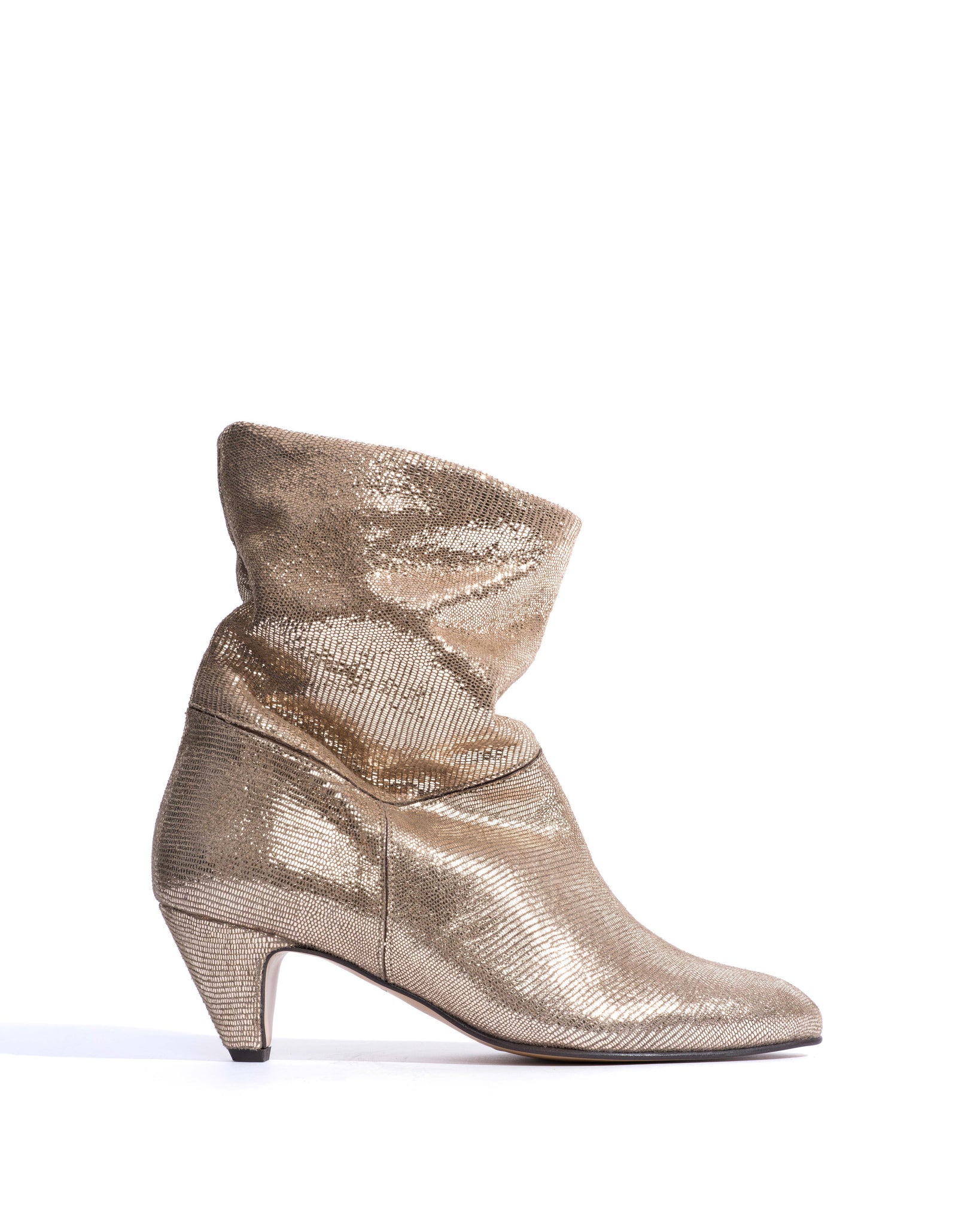 Jassi 50 stiletto Lizard metallic goat Vintage champagne