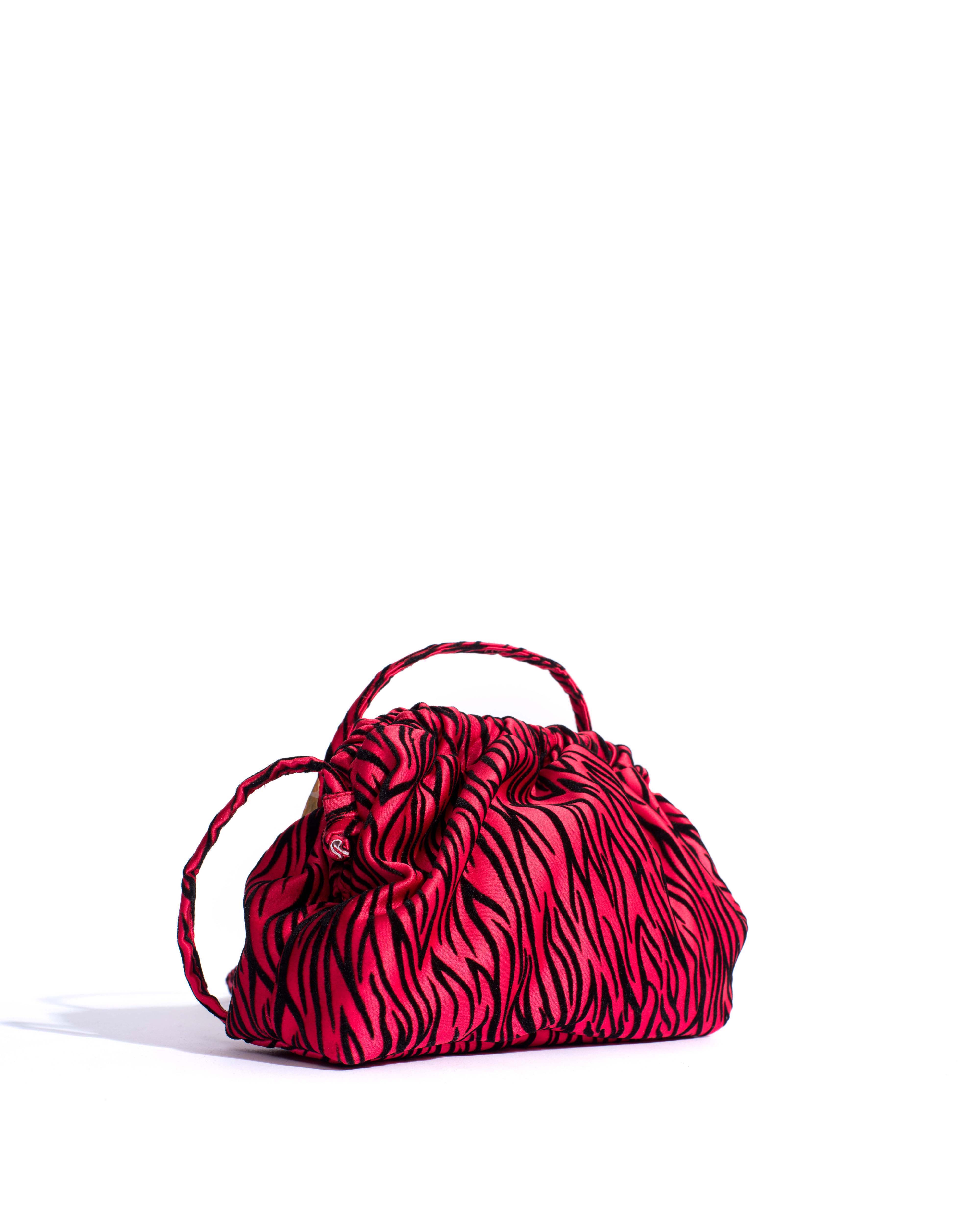 Hally petite cloud bag Satin velvet zebra Rouge red