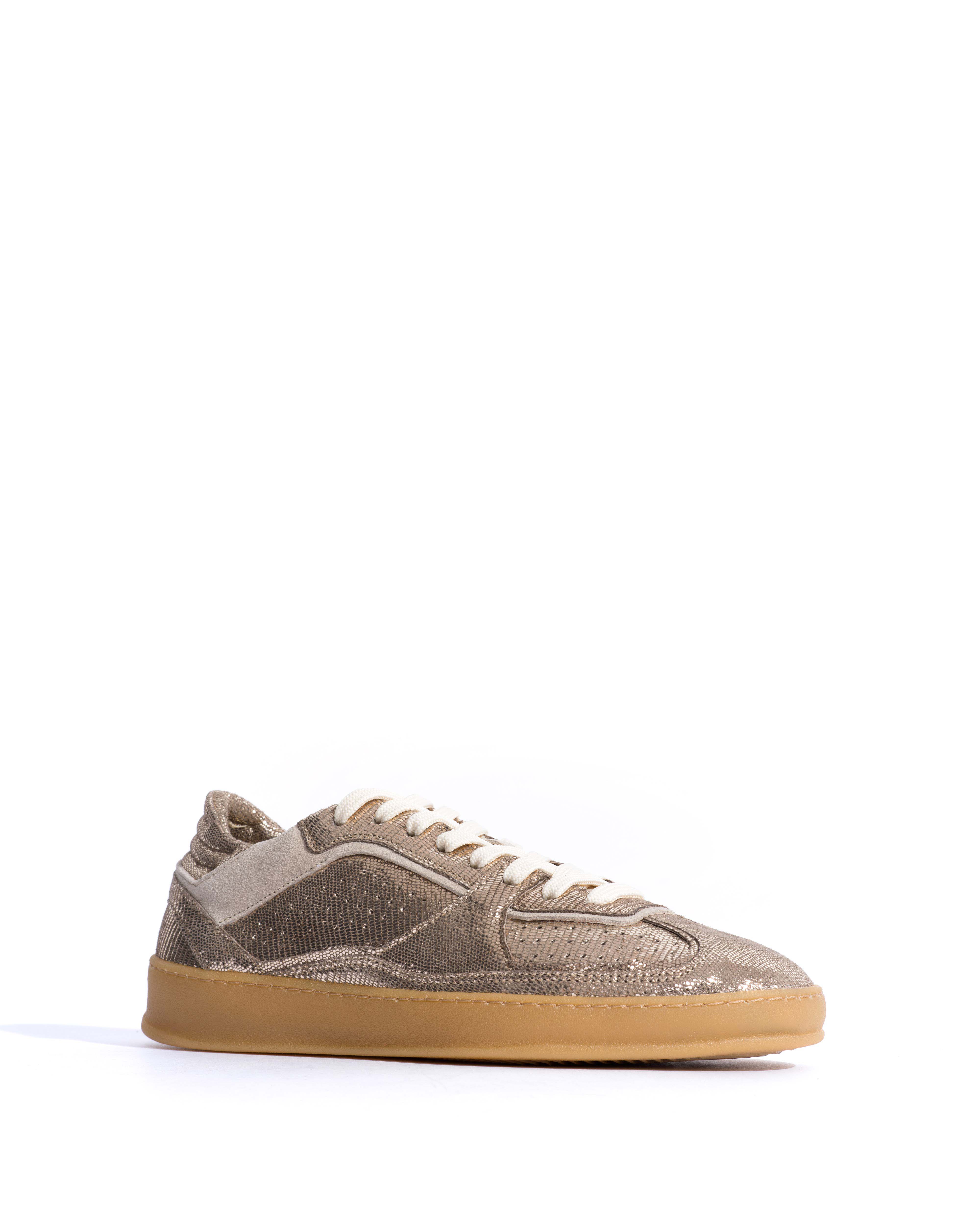 Dabbie Lizard metallic goat & suede leather Vintage champagne & white sand