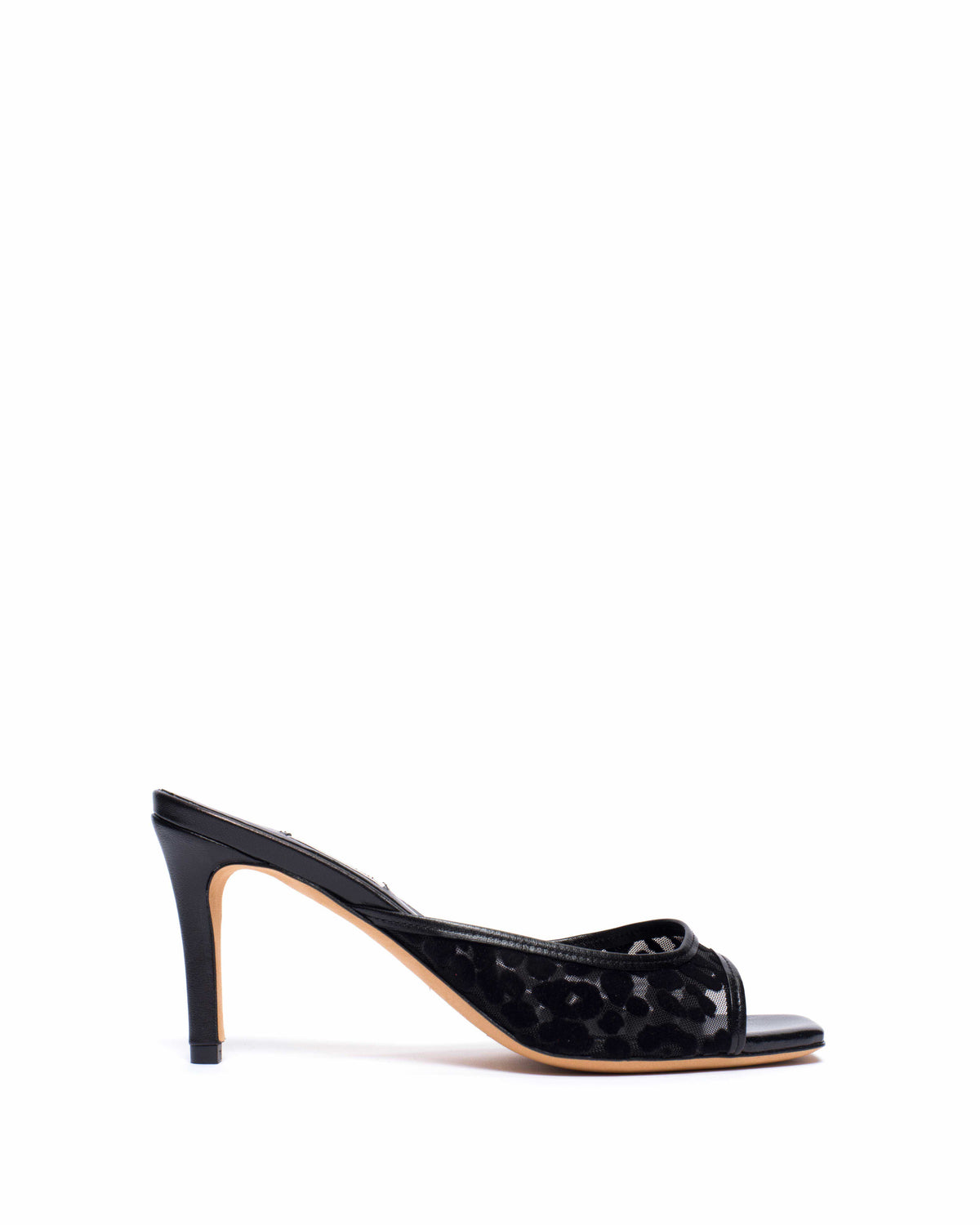 Mazy 75 mesh Shiny lamb & mesh velvet leopard Black