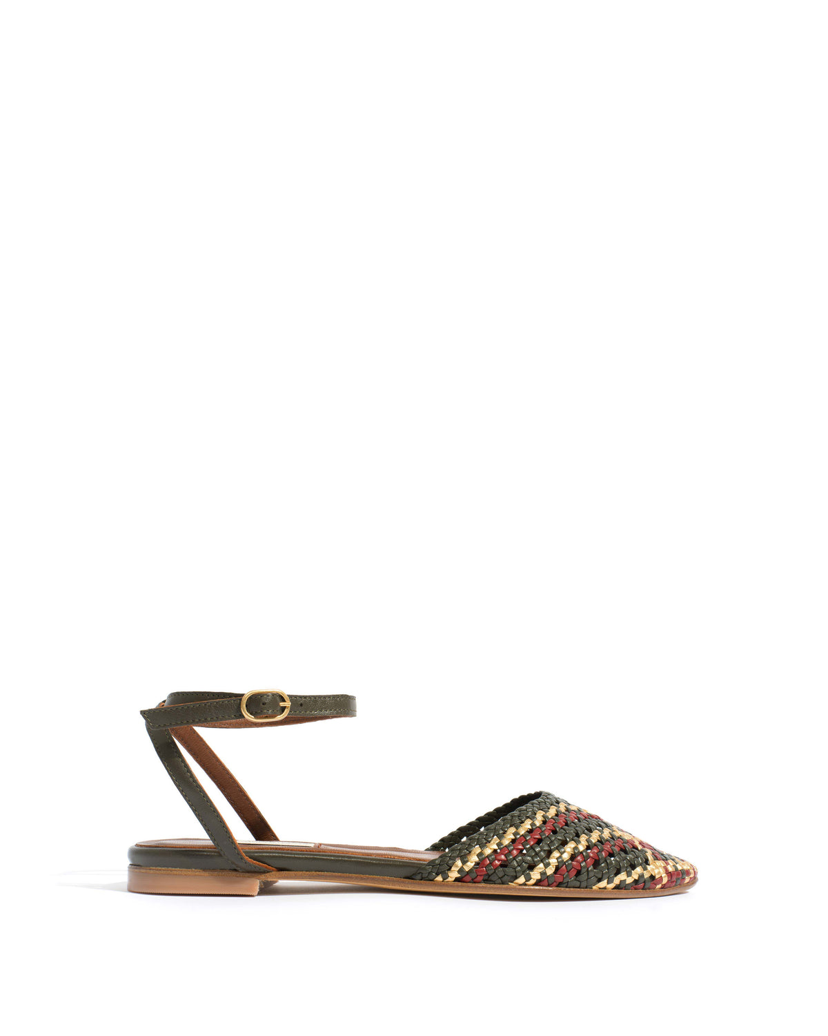 Senara 10 Hand-braided leather Moss green mix
