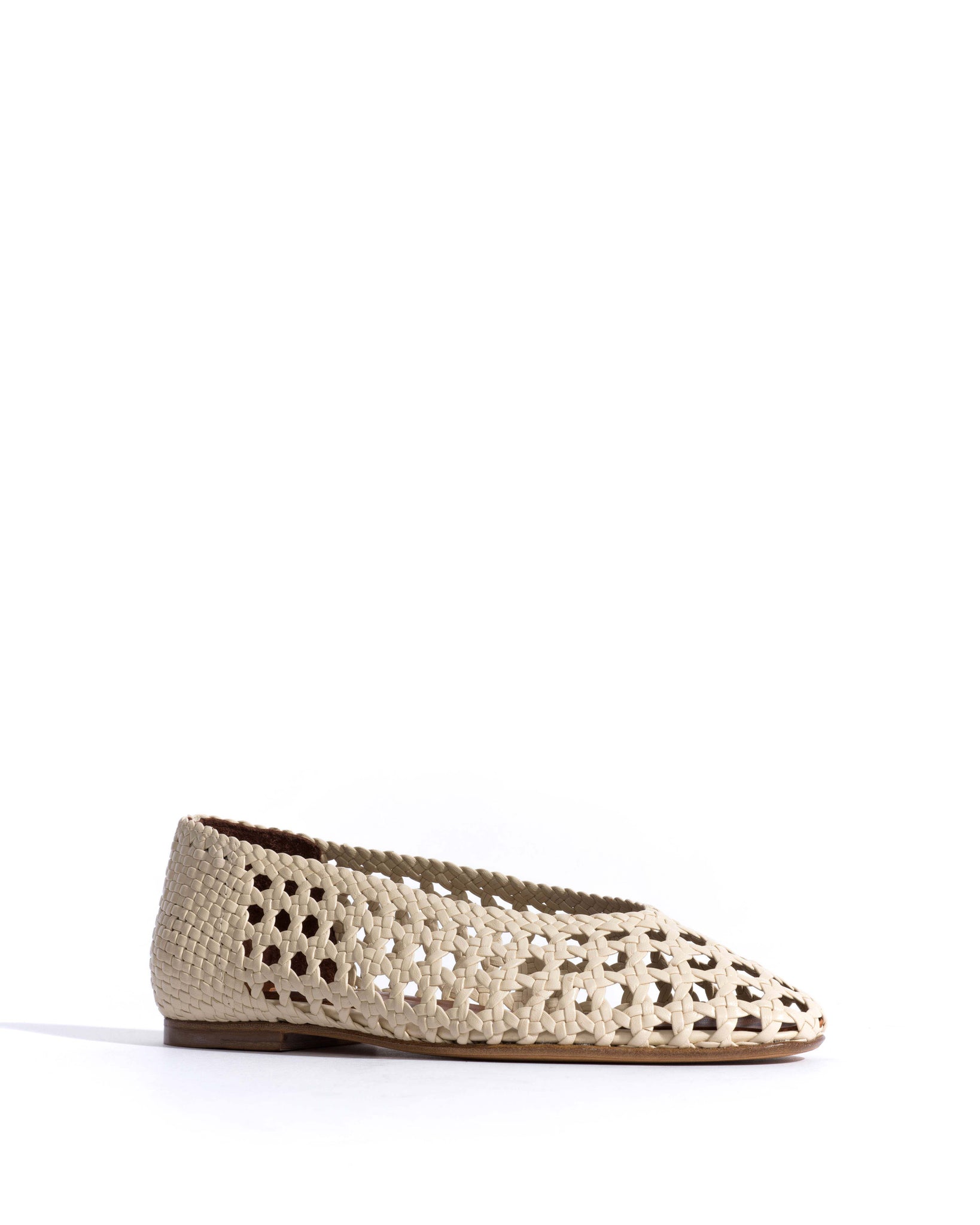 Sessi 10 Hand-braided leather White sand - Anonymous Copenhagen Flat-loafers & ballerinas & pumps