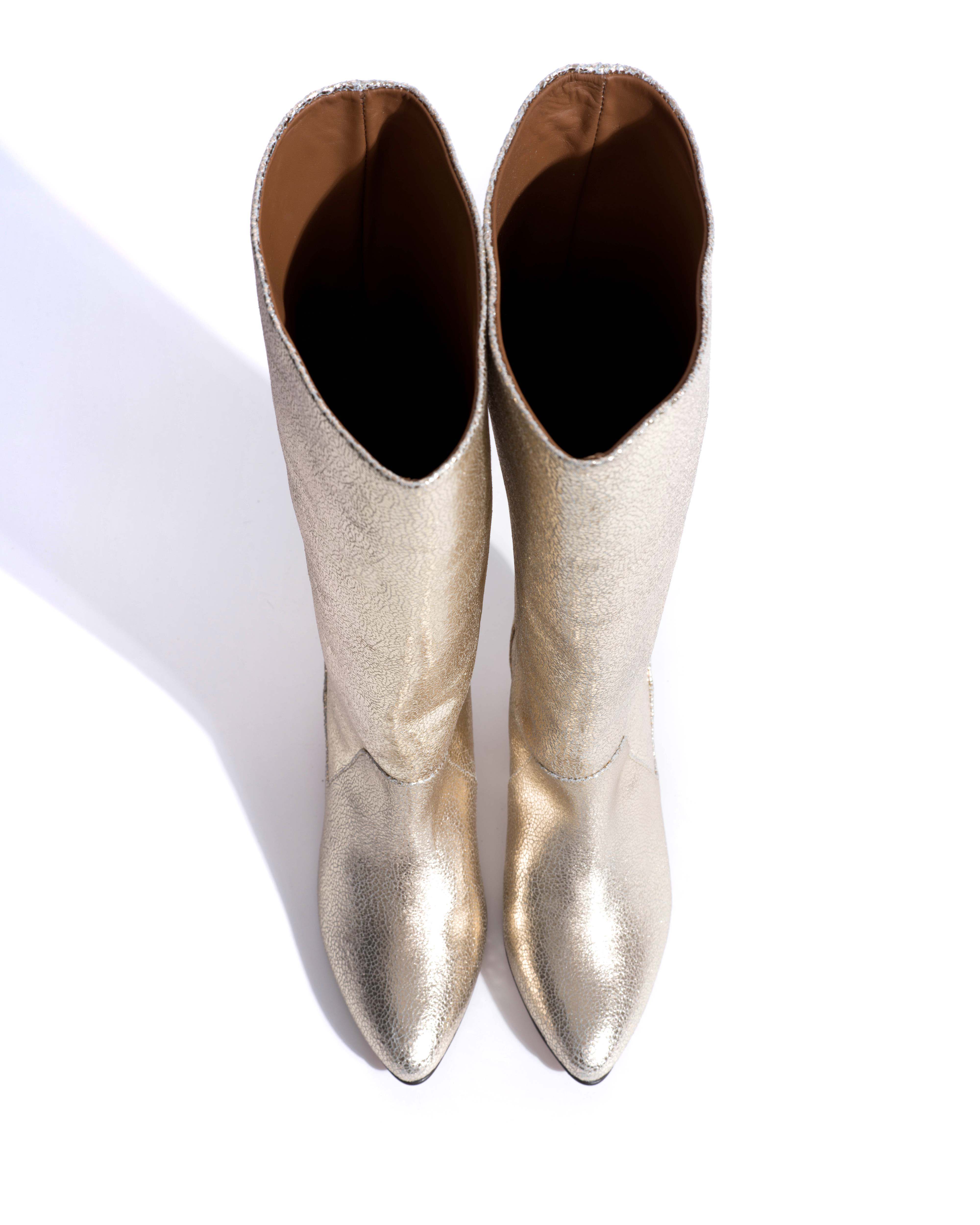 Valle 50 stiletto Crackled metallic goat Champagne