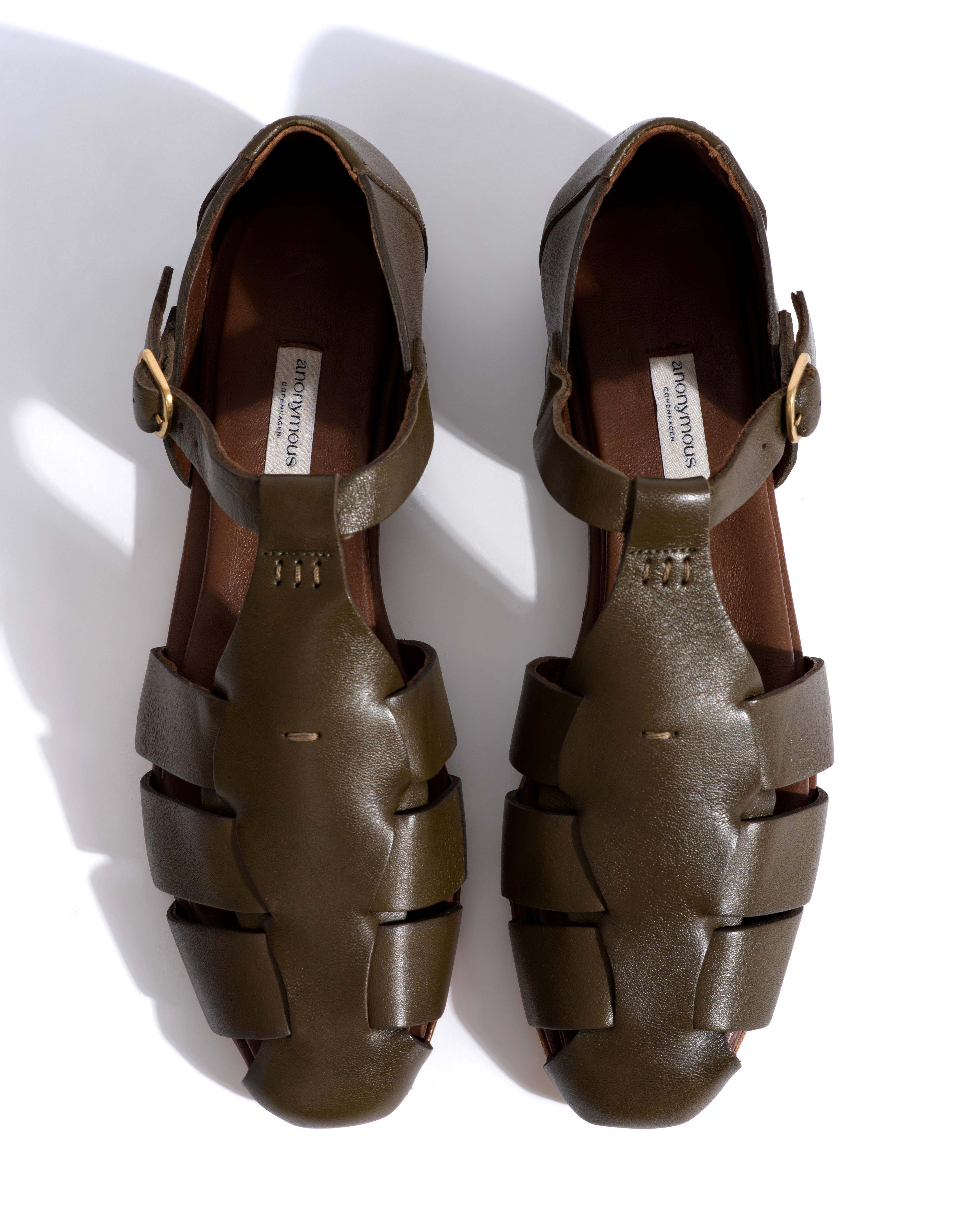 Lain flats Vegetal soft calf Forrest green