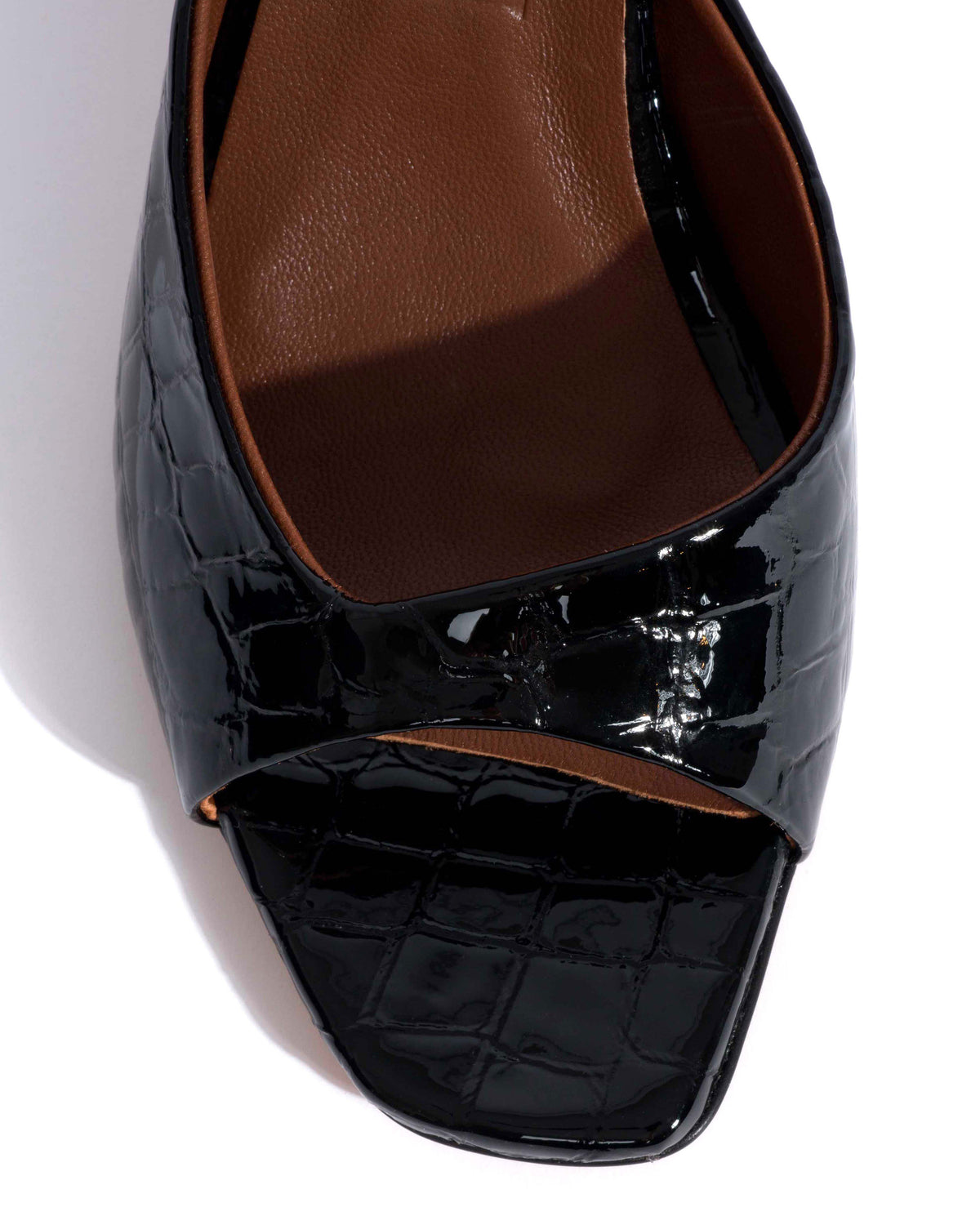 Mazy 75 Polished croco calf Black