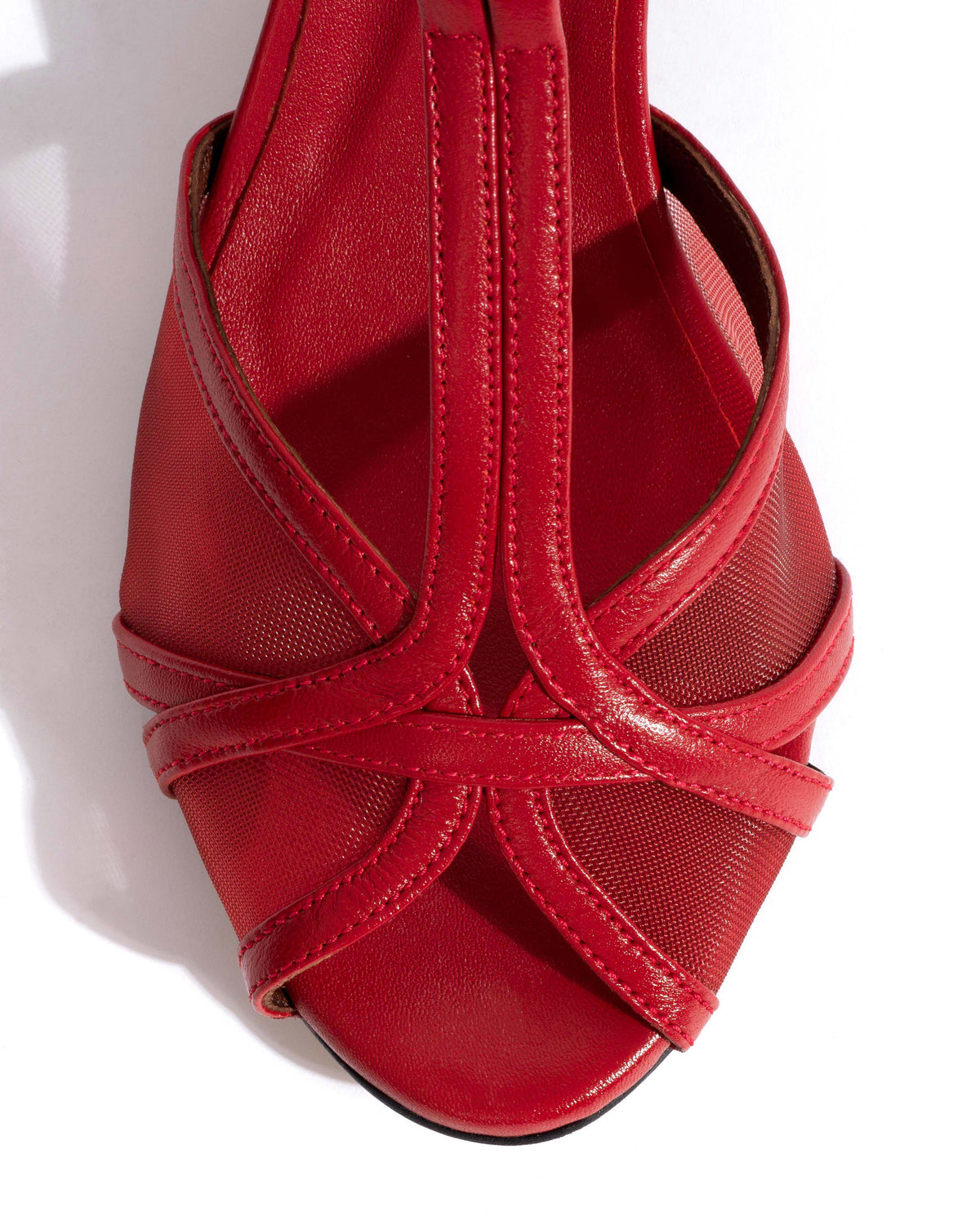 Therese 55 mesh Shiny lamb & mesh Ruby red