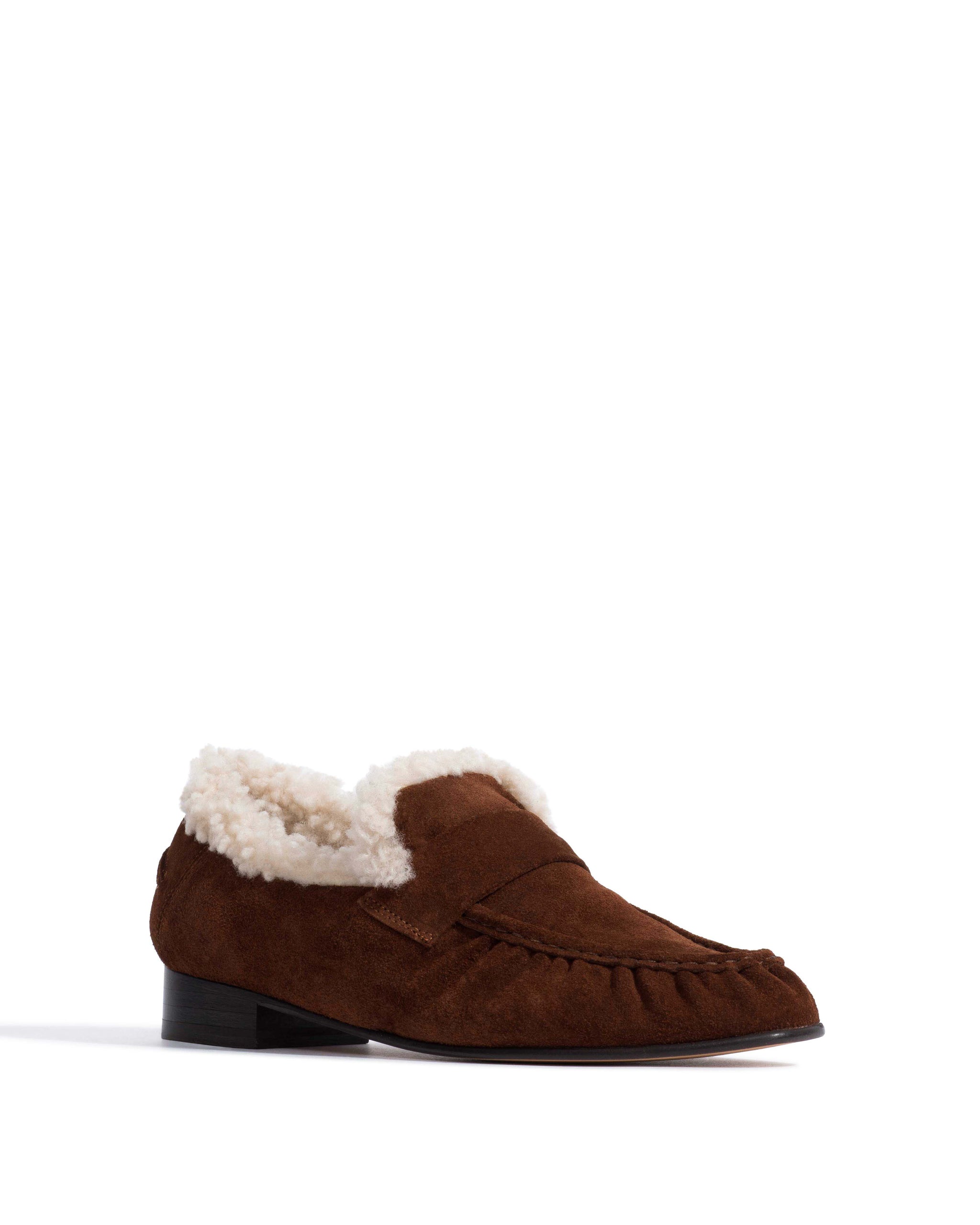 Nigel lamb shearling Calf suede & lamb shearling Chocolate & natural