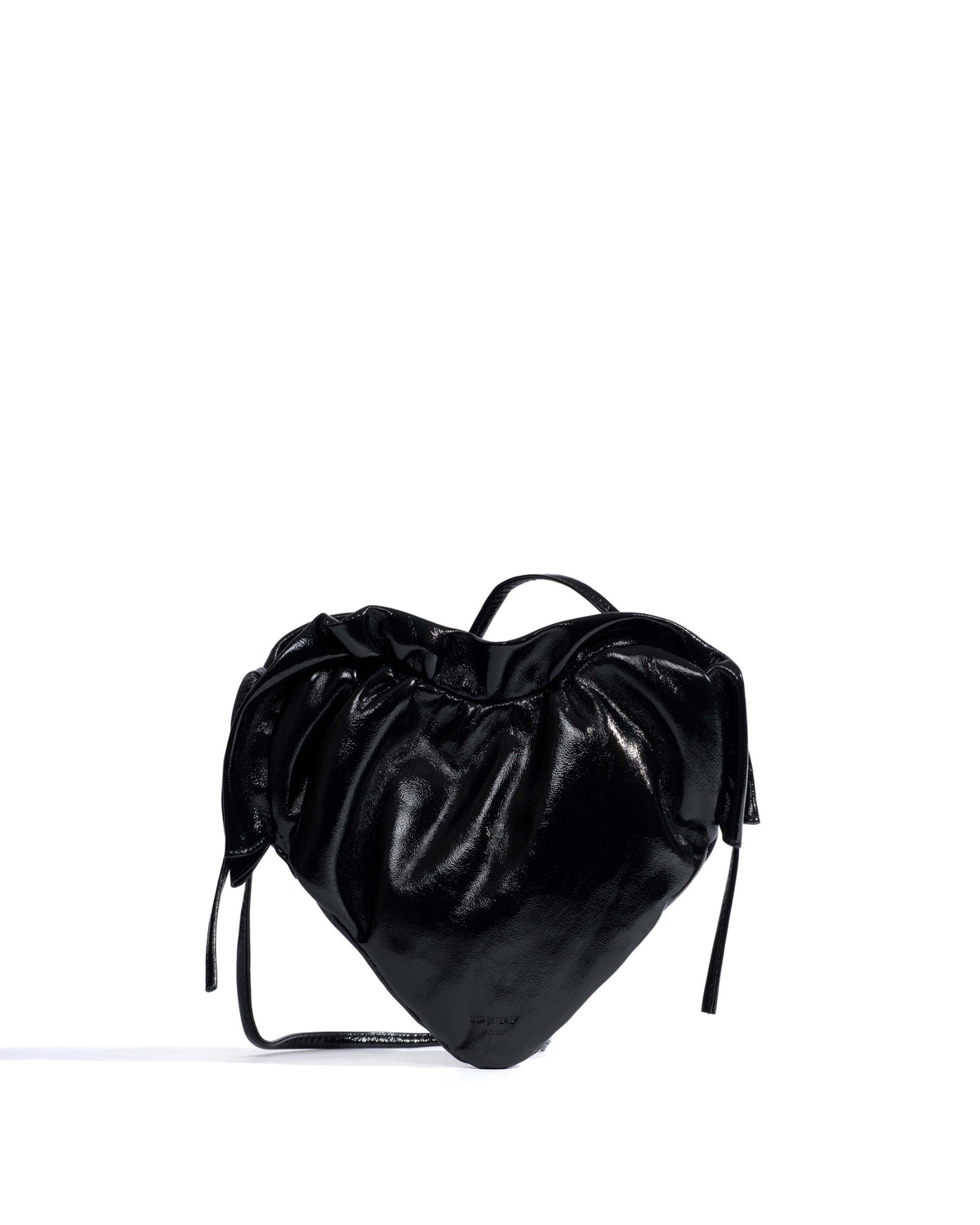 Zally classic heart bag Crinkled polished goat Black